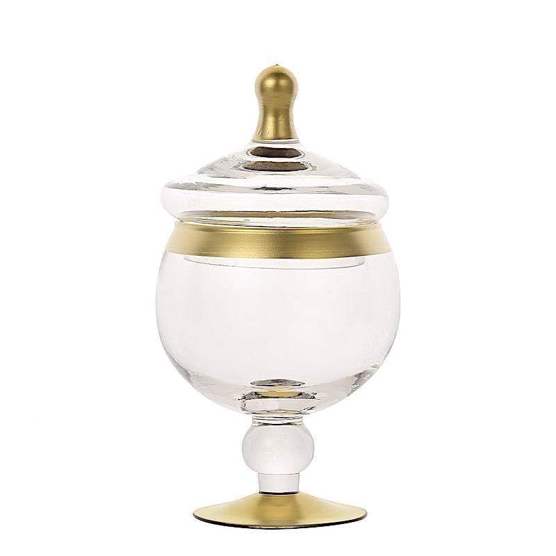 3 pcs Clear with Gold Trim Glass Apothecary Jars with Lids