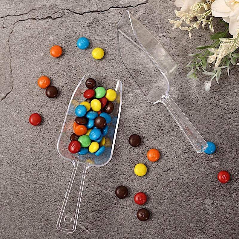 6 pcs Clear Disposable Plastic Party Candy Scoop Wedding Favor Holders