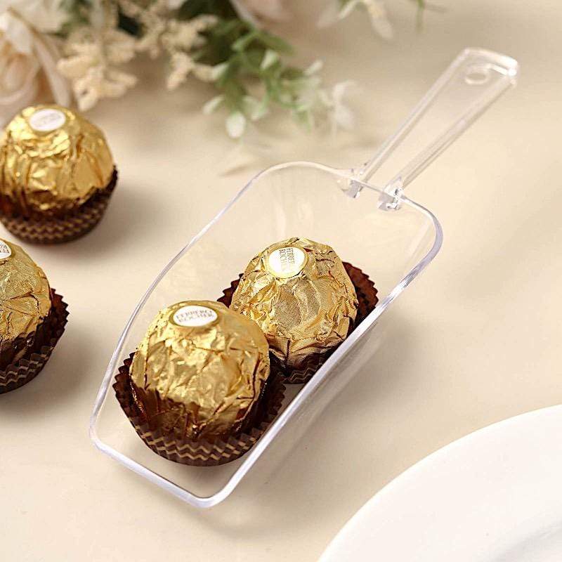 6 pcs Clear Disposable Plastic Party Candy Scoop Wedding Favor Holders