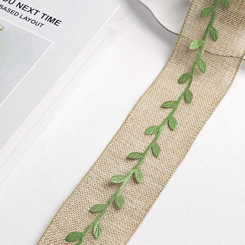 67 ft Satin Olive Leaf Trim Ribbon Artificial Vines Garland Green