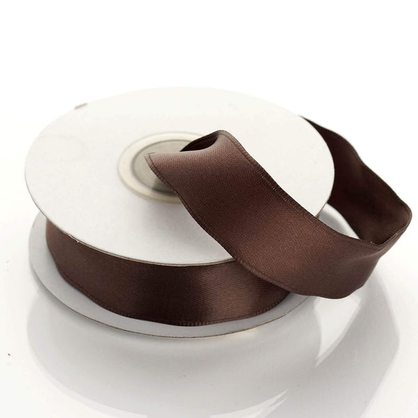 7/8 inch x 10 yards Chocolate Brown Wired Satin Ribbon