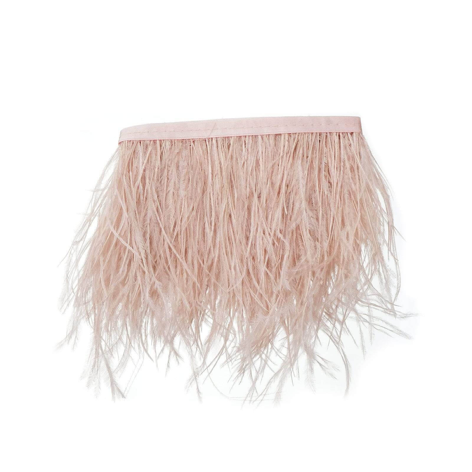 39 in long Natural Ostrich Feathers Trim with Satin Ribbon