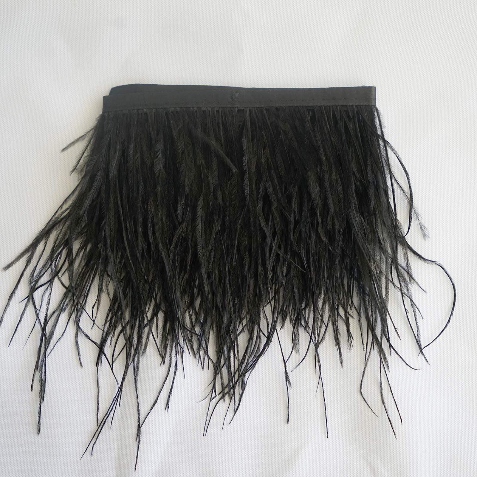 39 in long Natural Ostrich Feathers Trim with Satin Ribbon