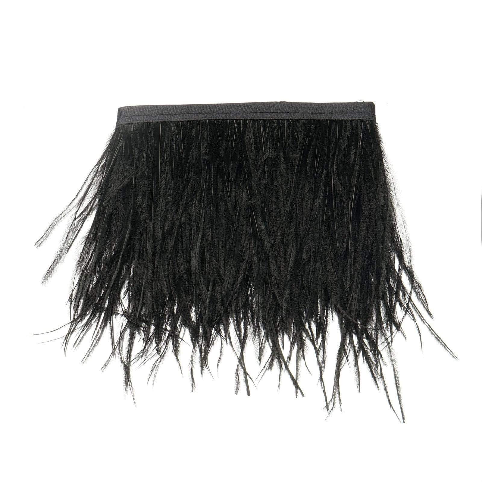 39 in long Natural Ostrich Feathers Trim with Satin Ribbon