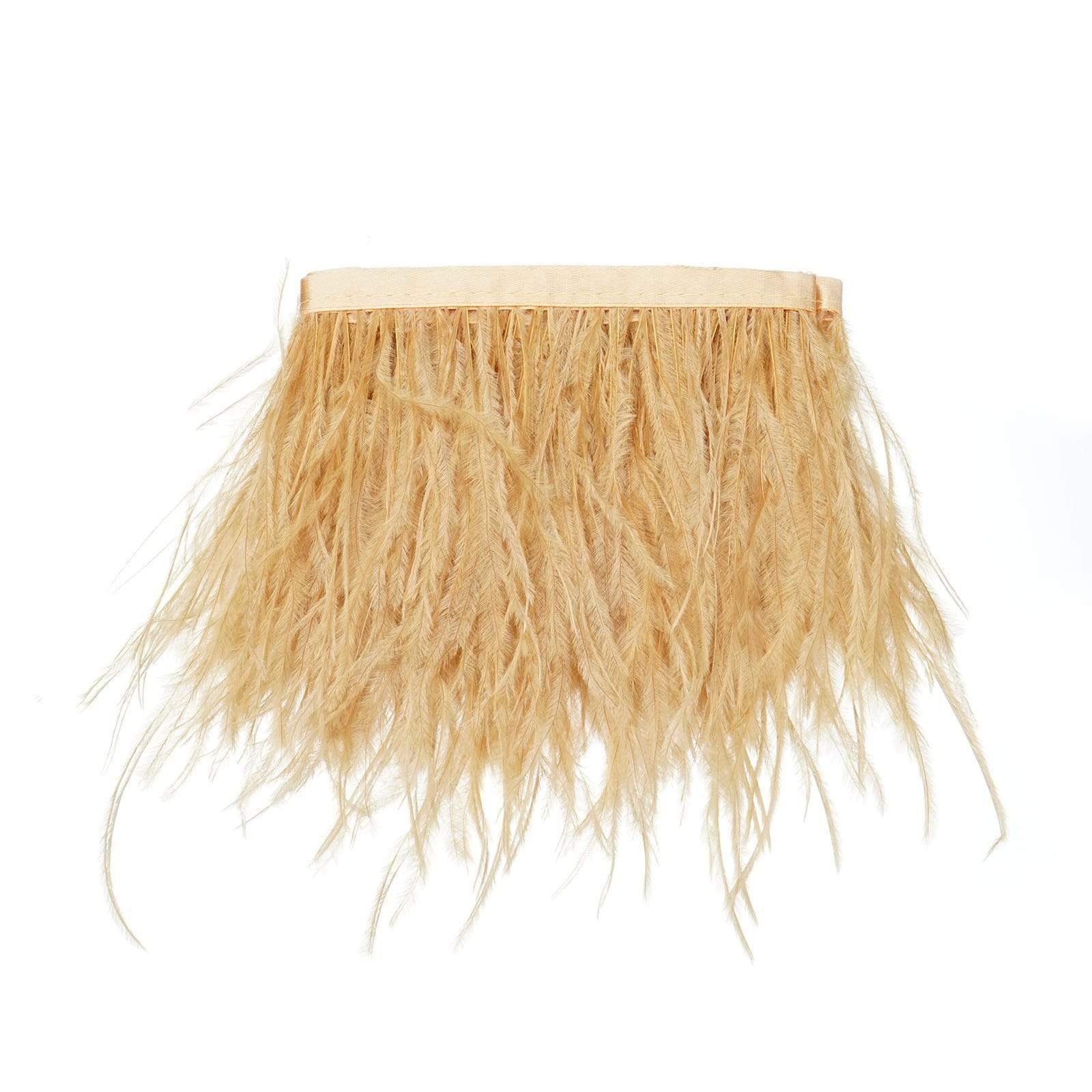 39 in long Natural Ostrich Feathers Trim with Satin Ribbon
