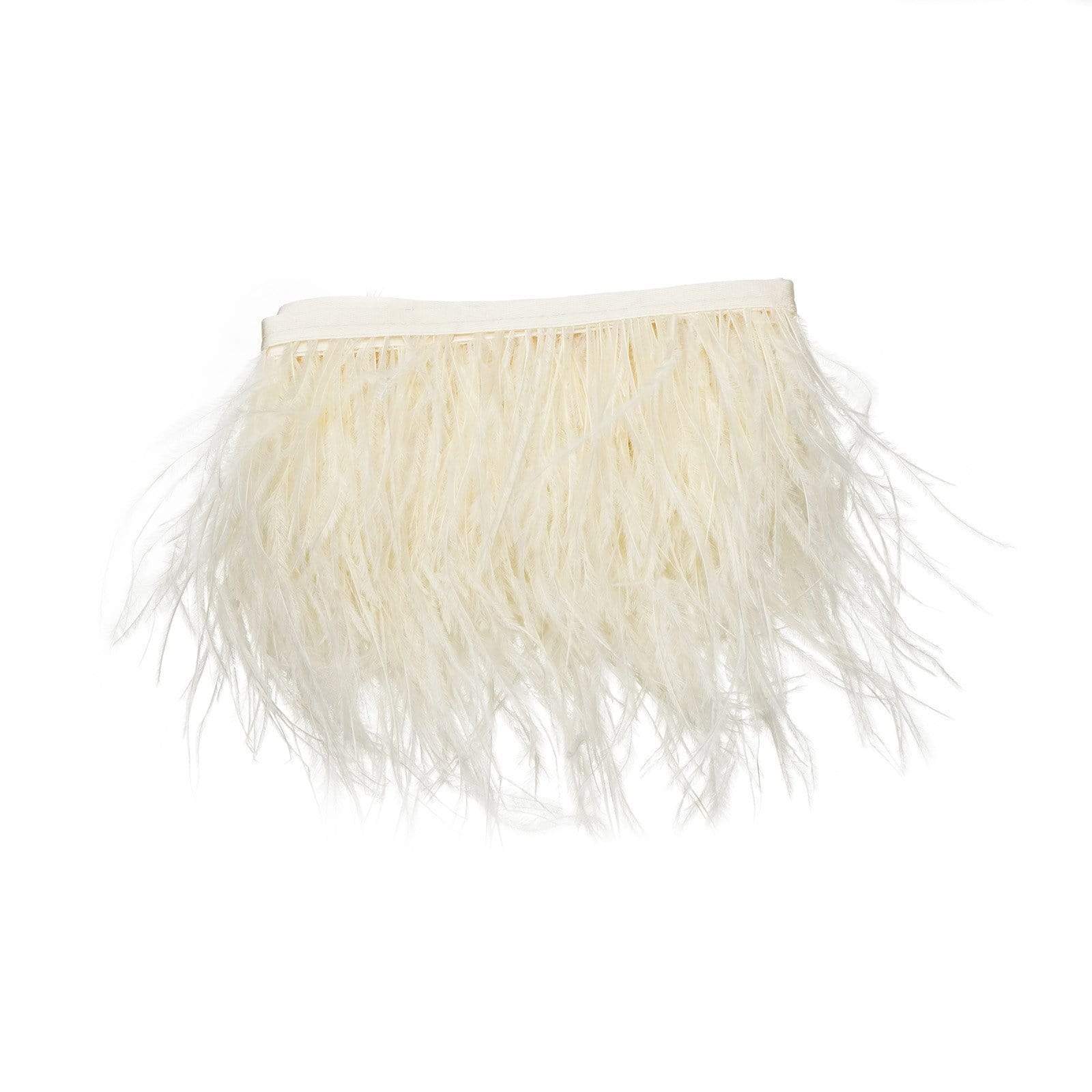 39 in long Natural Ostrich Feathers Trim with Satin Ribbon
