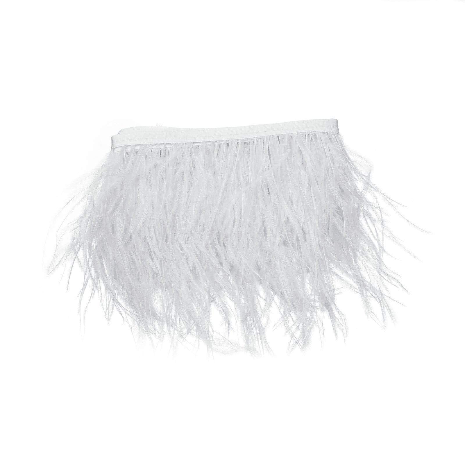 39 in long Natural Ostrich Feathers Trim with Satin Ribbon