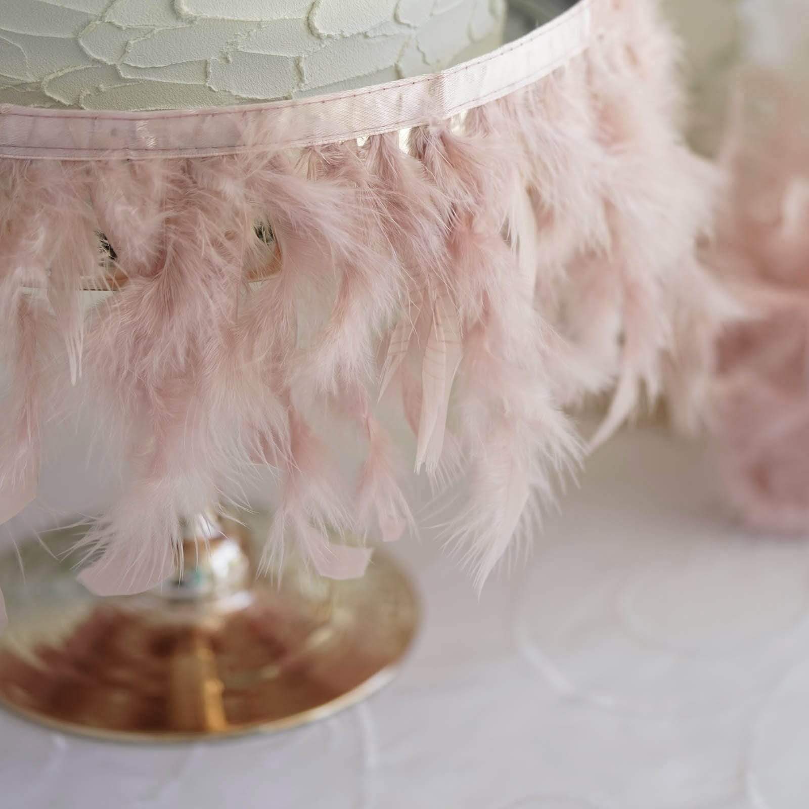 39 in long Natural Turkey Feathers Trim with Satin Ribbon