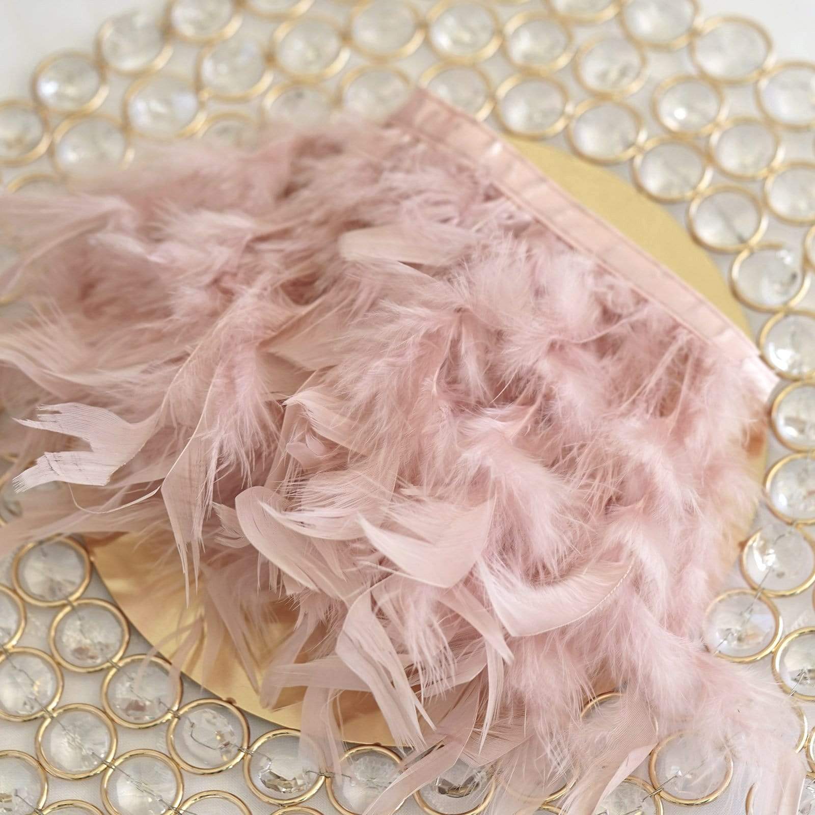 39 in long Natural Turkey Feathers Trim with Satin Ribbon