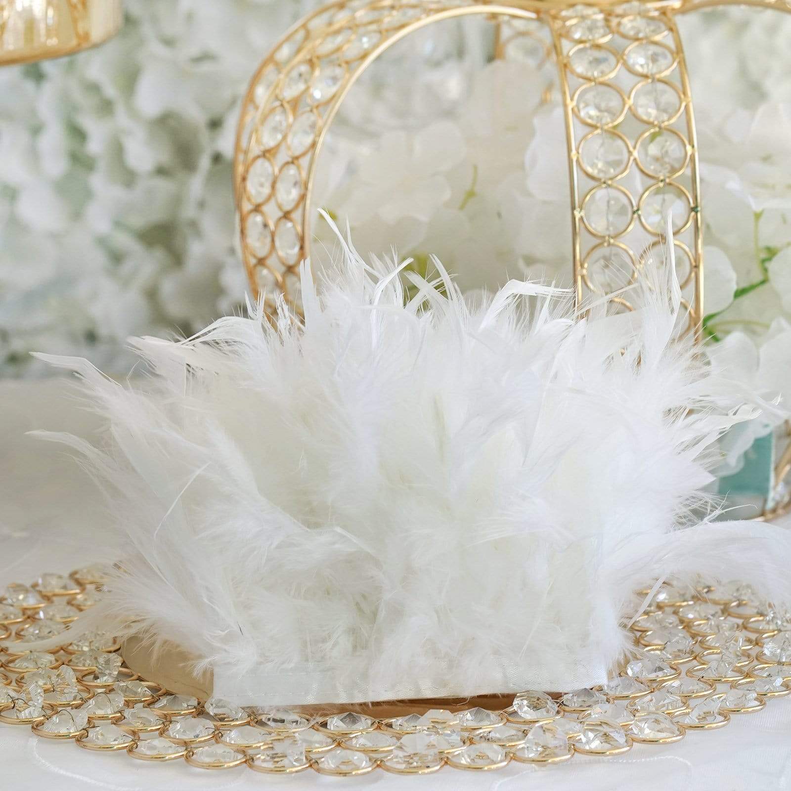 39 in long Natural Turkey Feathers Trim with Satin Ribbon