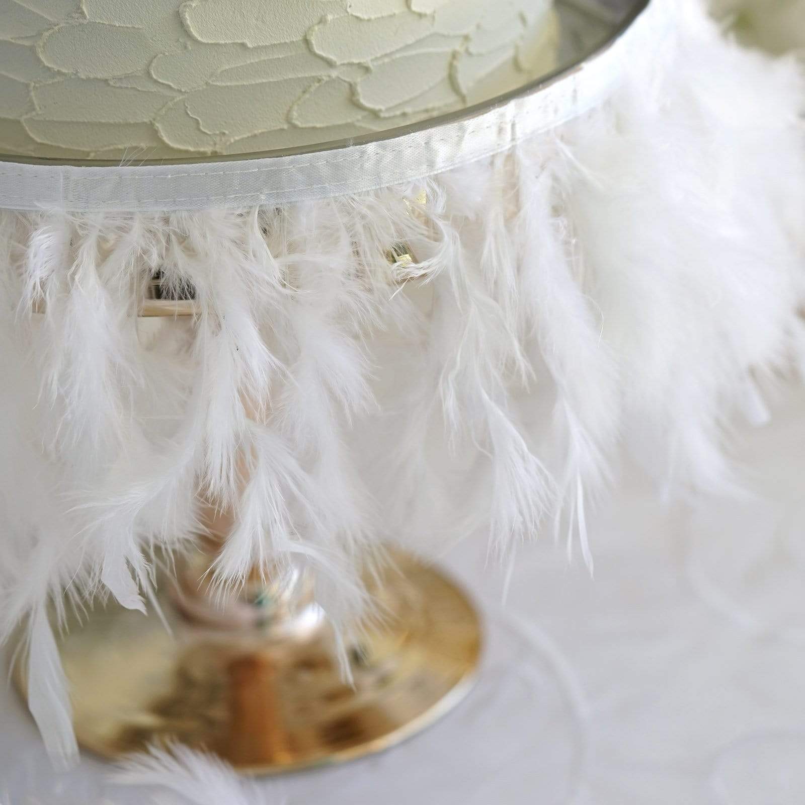 39 in long Natural Turkey Feathers Trim with Satin Ribbon