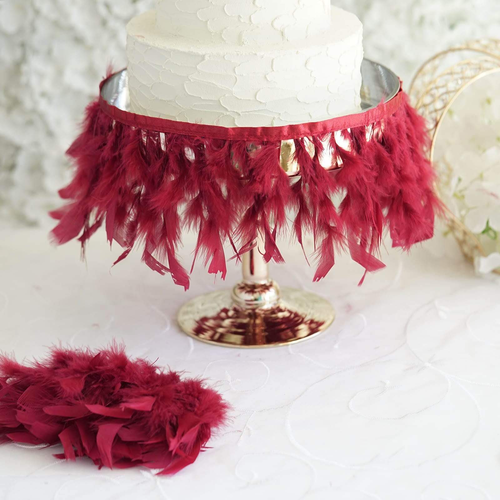 39 in long Natural Turkey Feathers Trim with Satin Ribbon