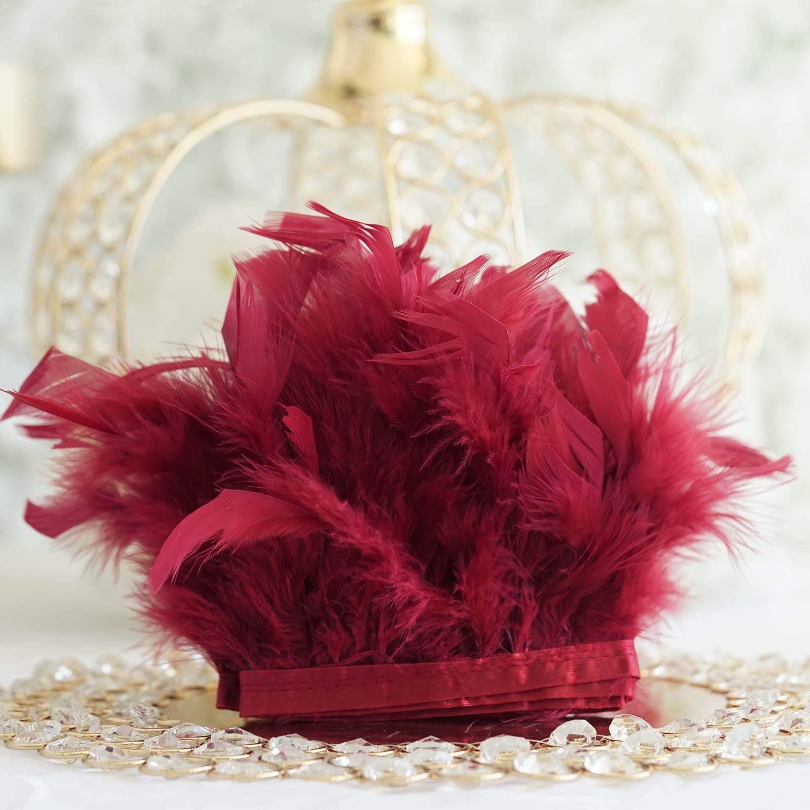 39 in long Natural Turkey Feathers Trim with Satin Ribbon