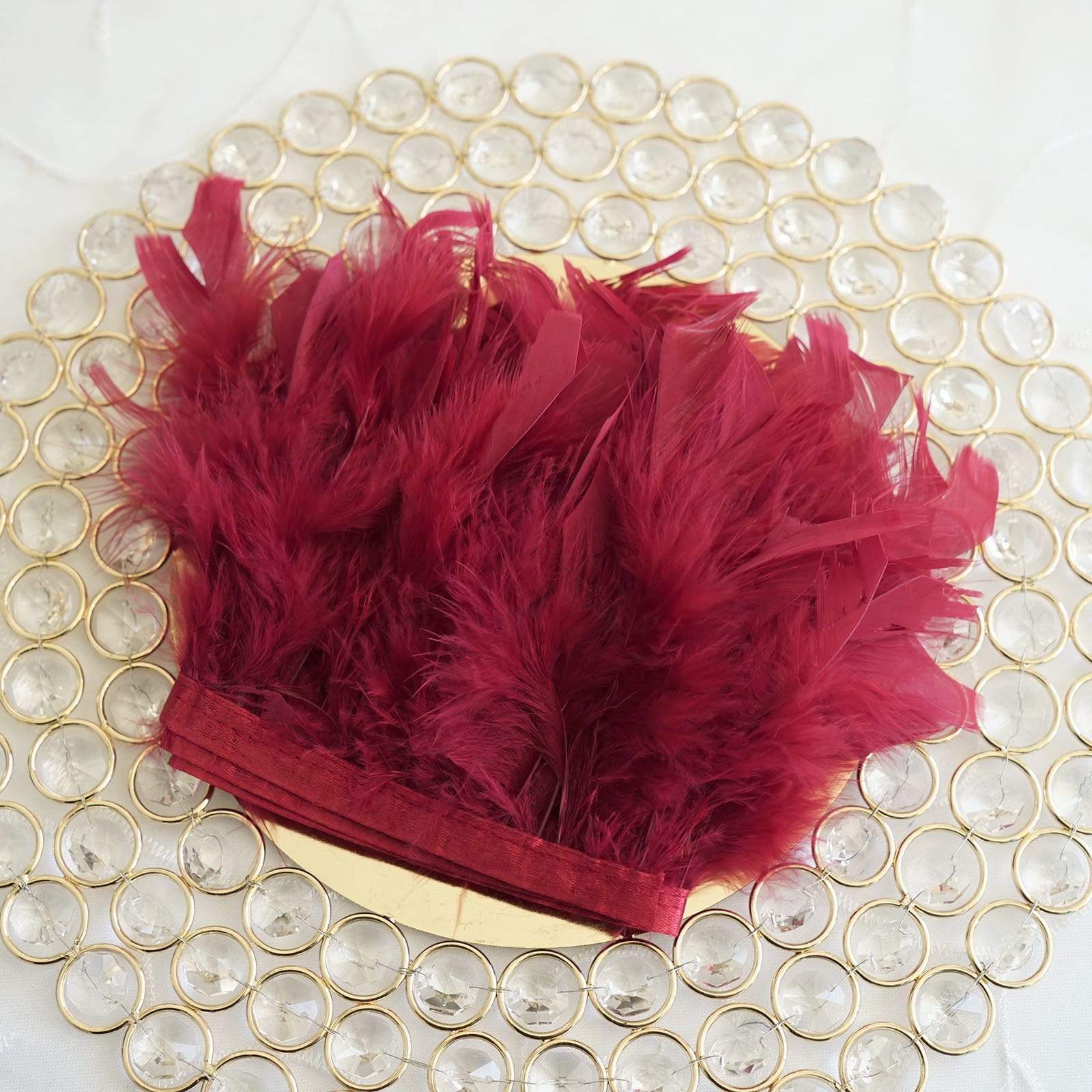 39 in long Natural Turkey Feathers Trim with Satin Ribbon