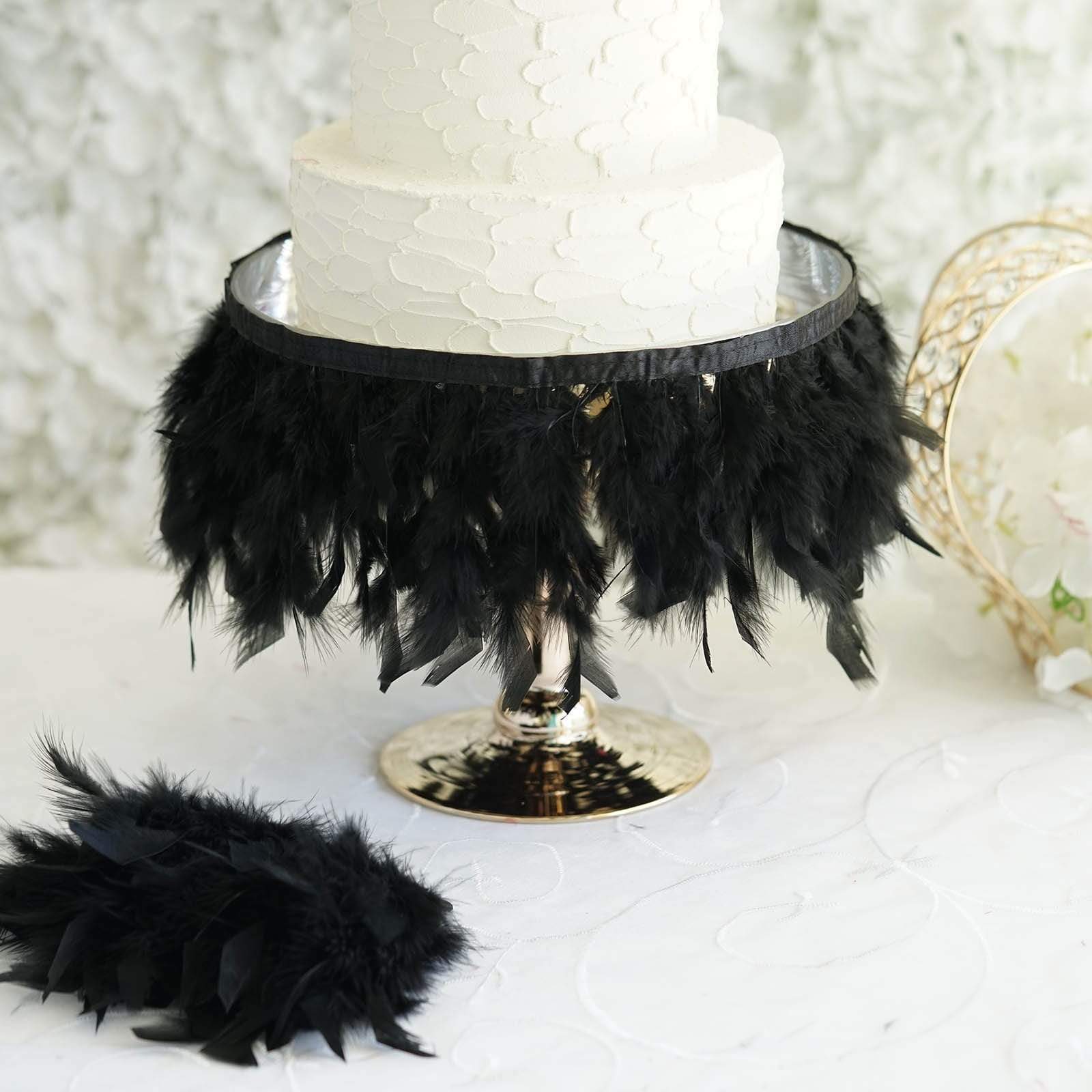 39 in long Natural Turkey Feathers Trim with Satin Ribbon