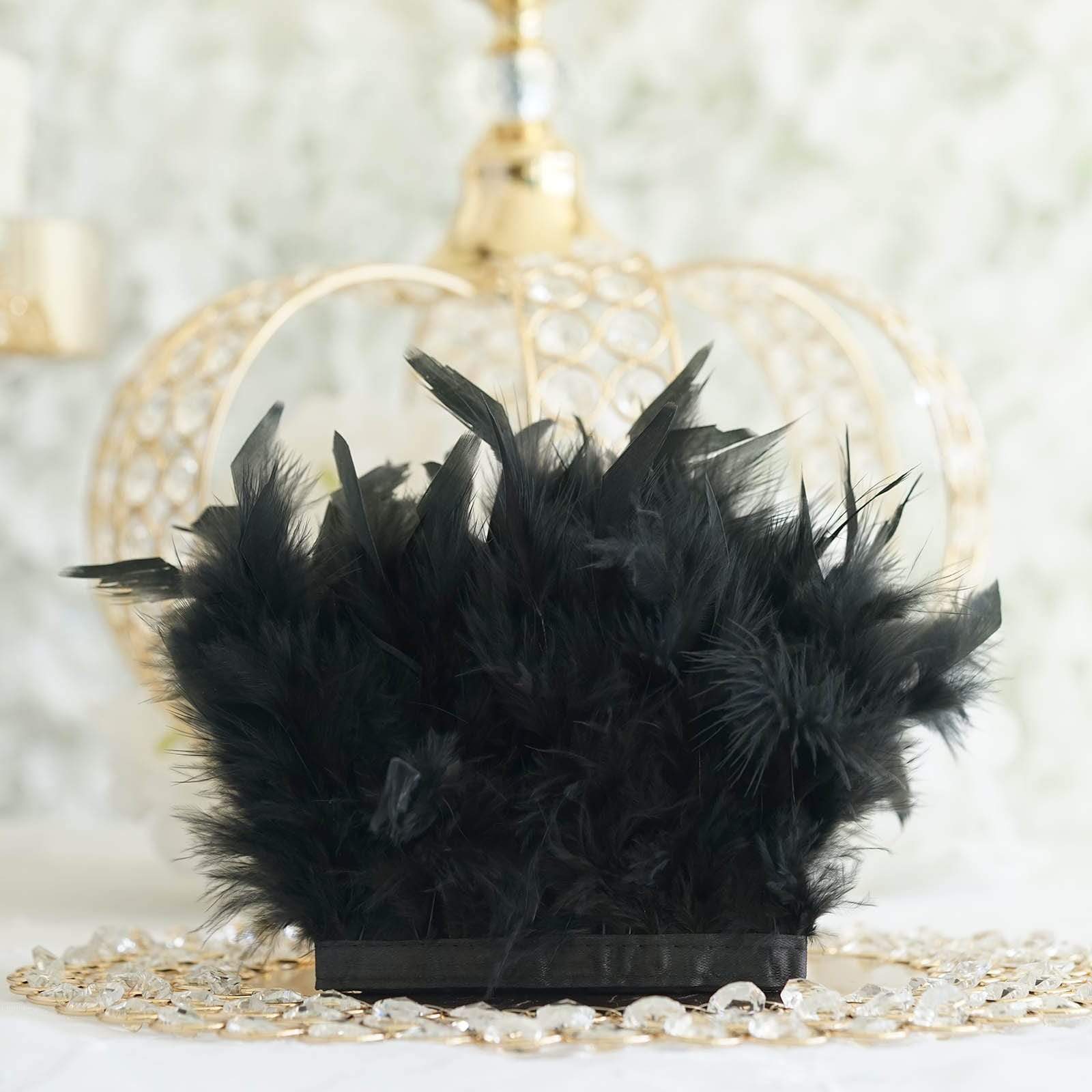 39 in long Natural Turkey Feathers Trim with Satin Ribbon