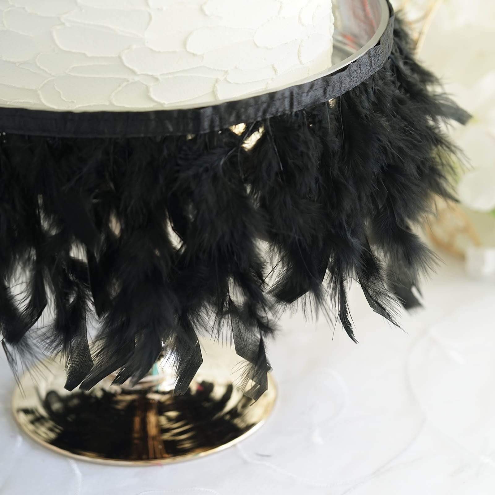 39 in long Natural Turkey Feathers Trim with Satin Ribbon