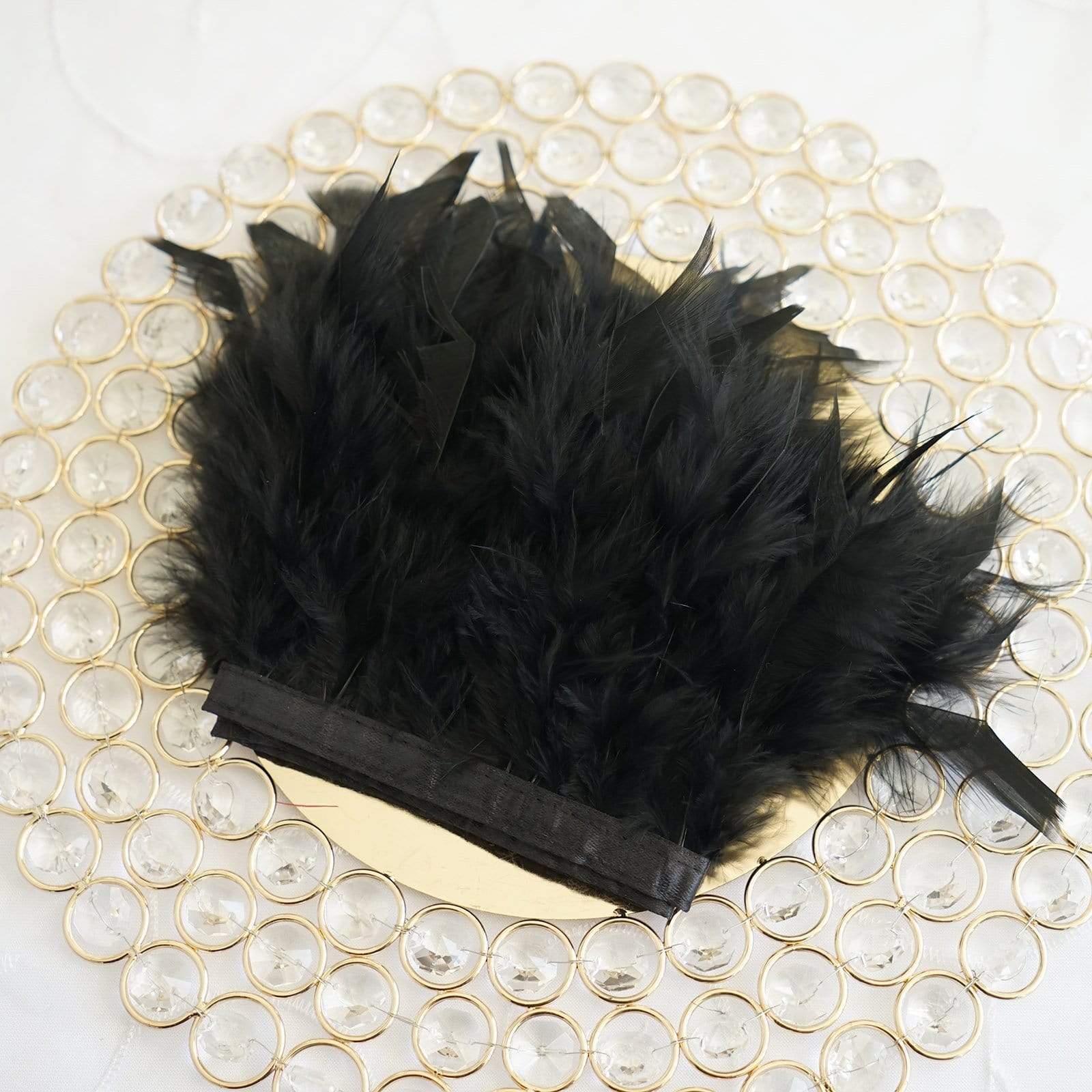 39 in long Natural Turkey Feathers Trim with Satin Ribbon
