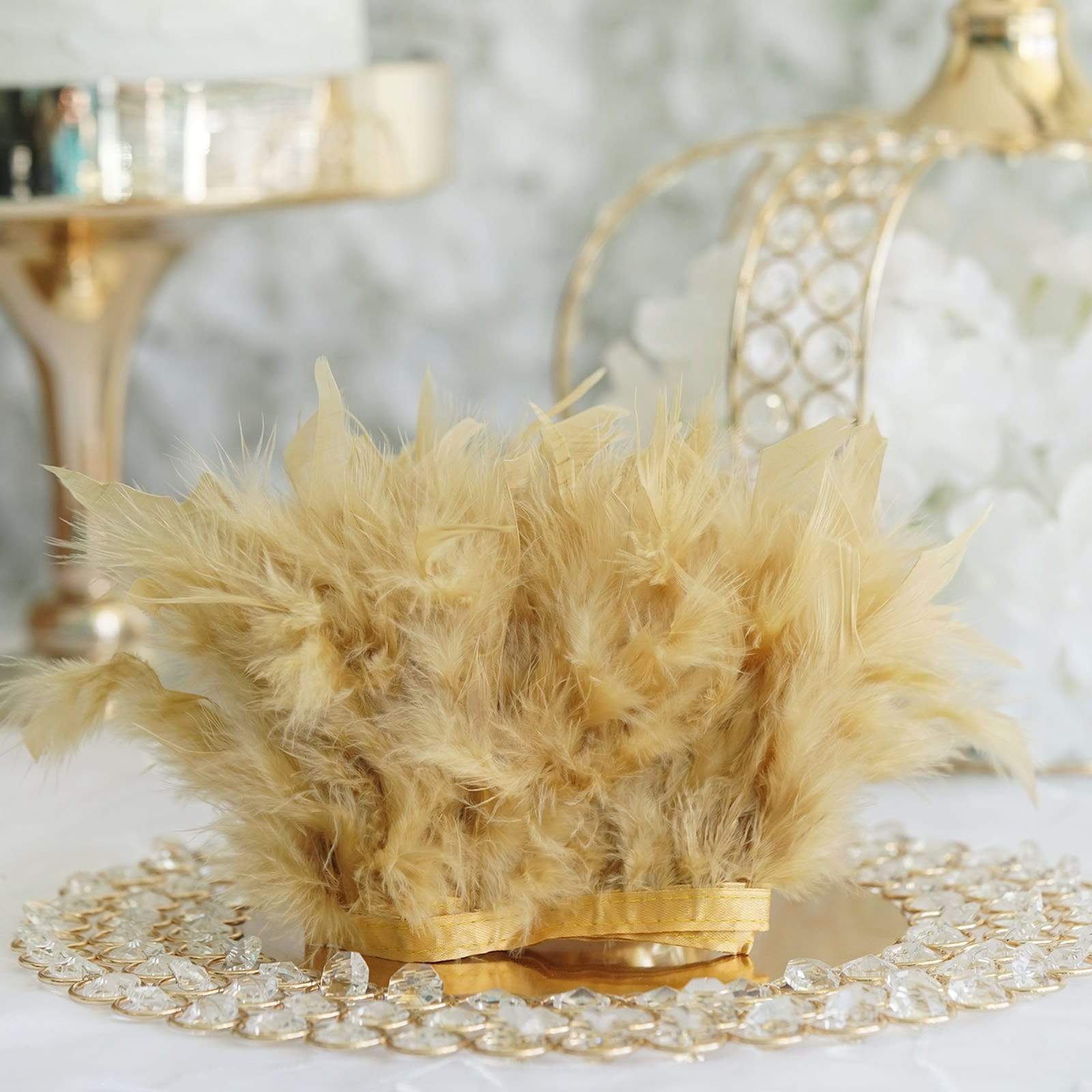 39 in long Natural Turkey Feathers Trim with Satin Ribbon
