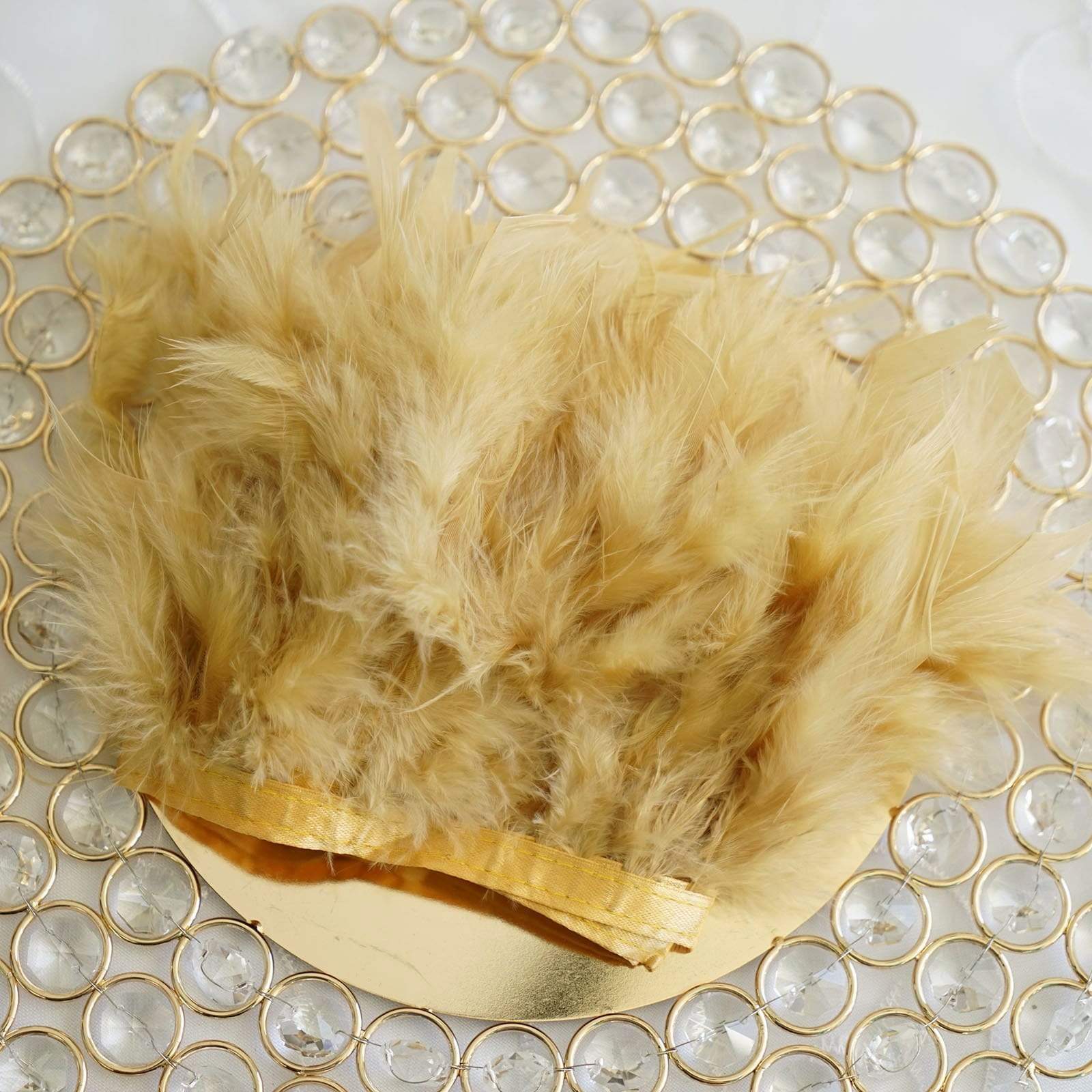 39 in long Natural Turkey Feathers Trim with Satin Ribbon
