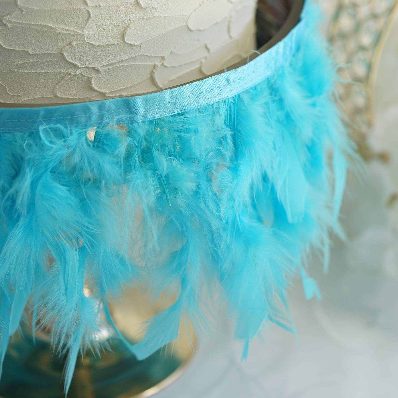 39 in long Natural Turkey Feathers Trim with Satin Ribbon