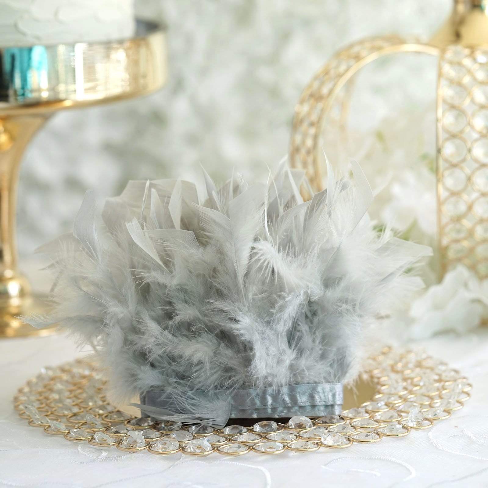 39 in long Natural Turkey Feathers Trim with Satin Ribbon