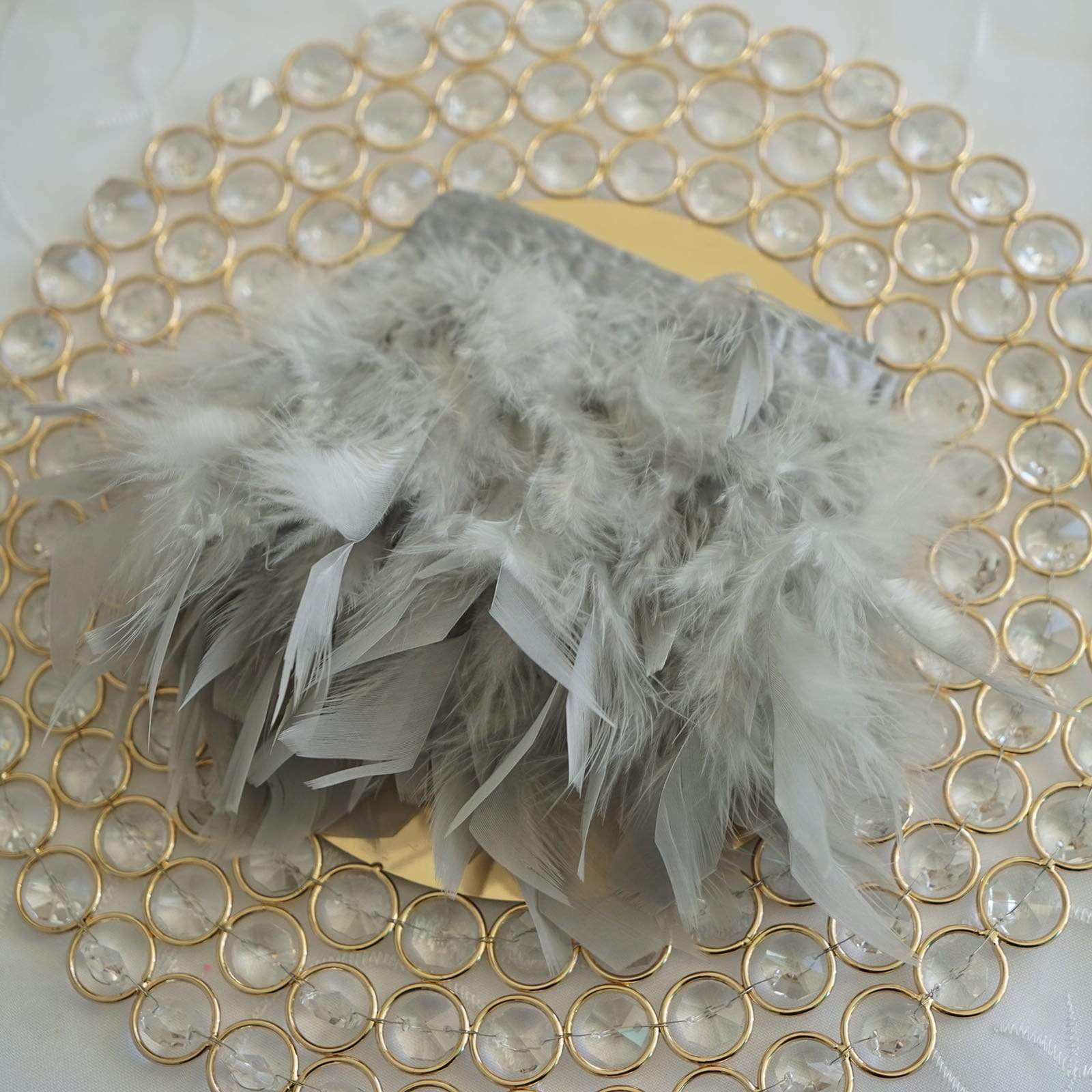 39 in long Natural Turkey Feathers Trim with Satin Ribbon