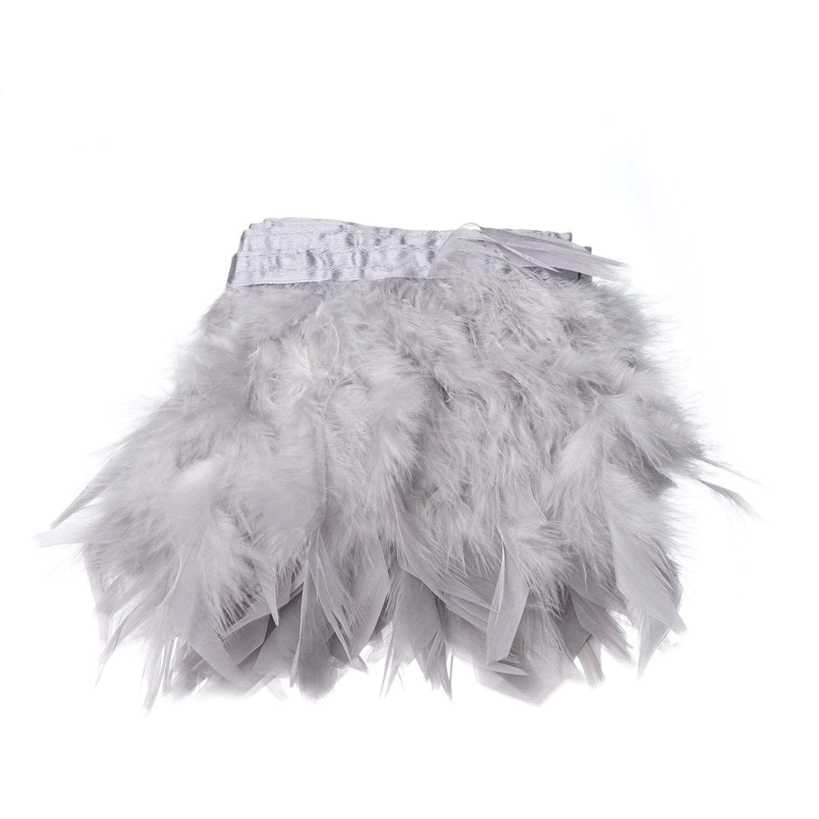 39 in long Natural Turkey Feathers Trim with Satin Ribbon