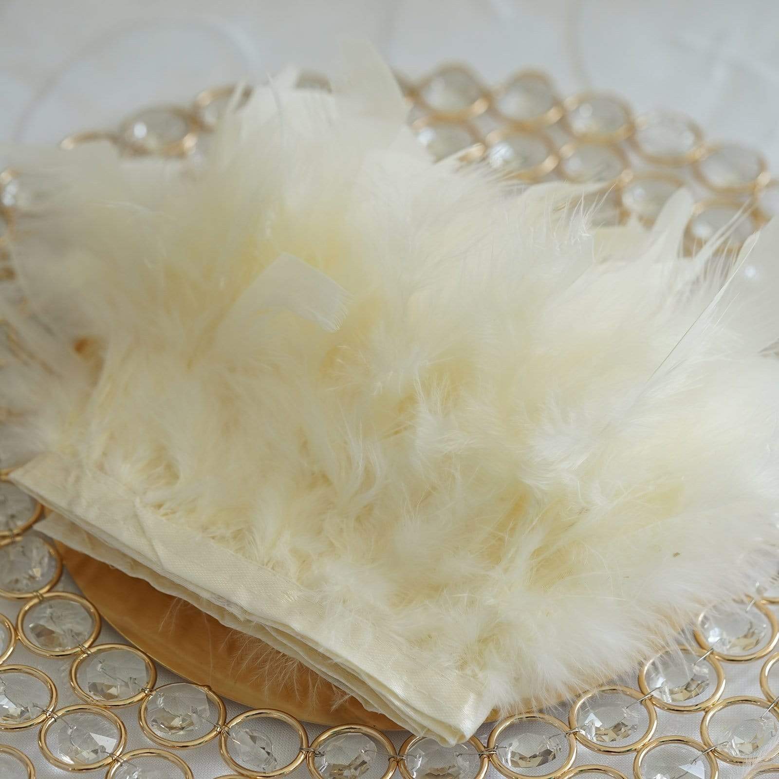 39 in long Natural Turkey Feathers Trim with Satin Ribbon