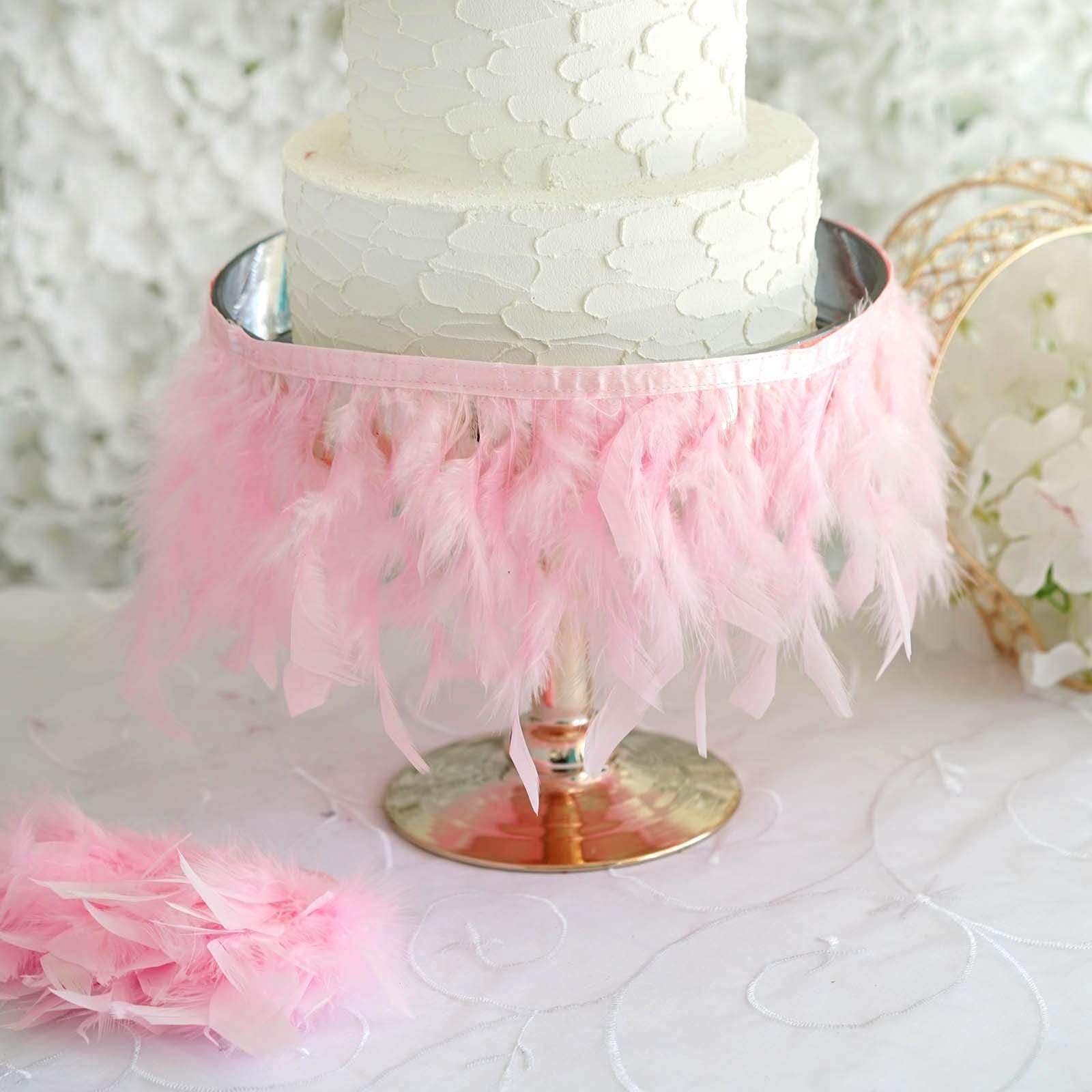 39 in long Natural Turkey Feathers Trim with Satin Ribbon