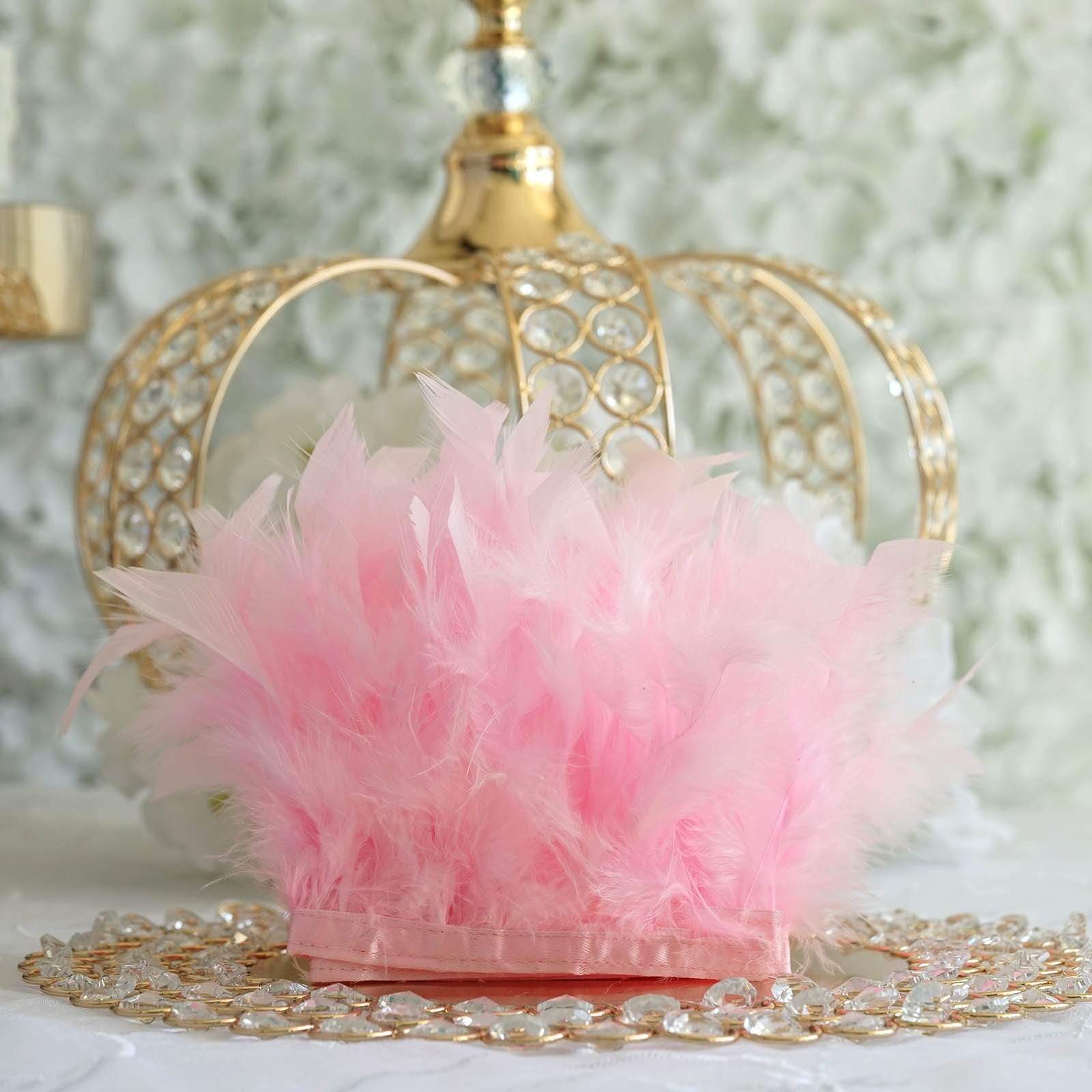 39 in long Natural Turkey Feathers Trim with Satin Ribbon