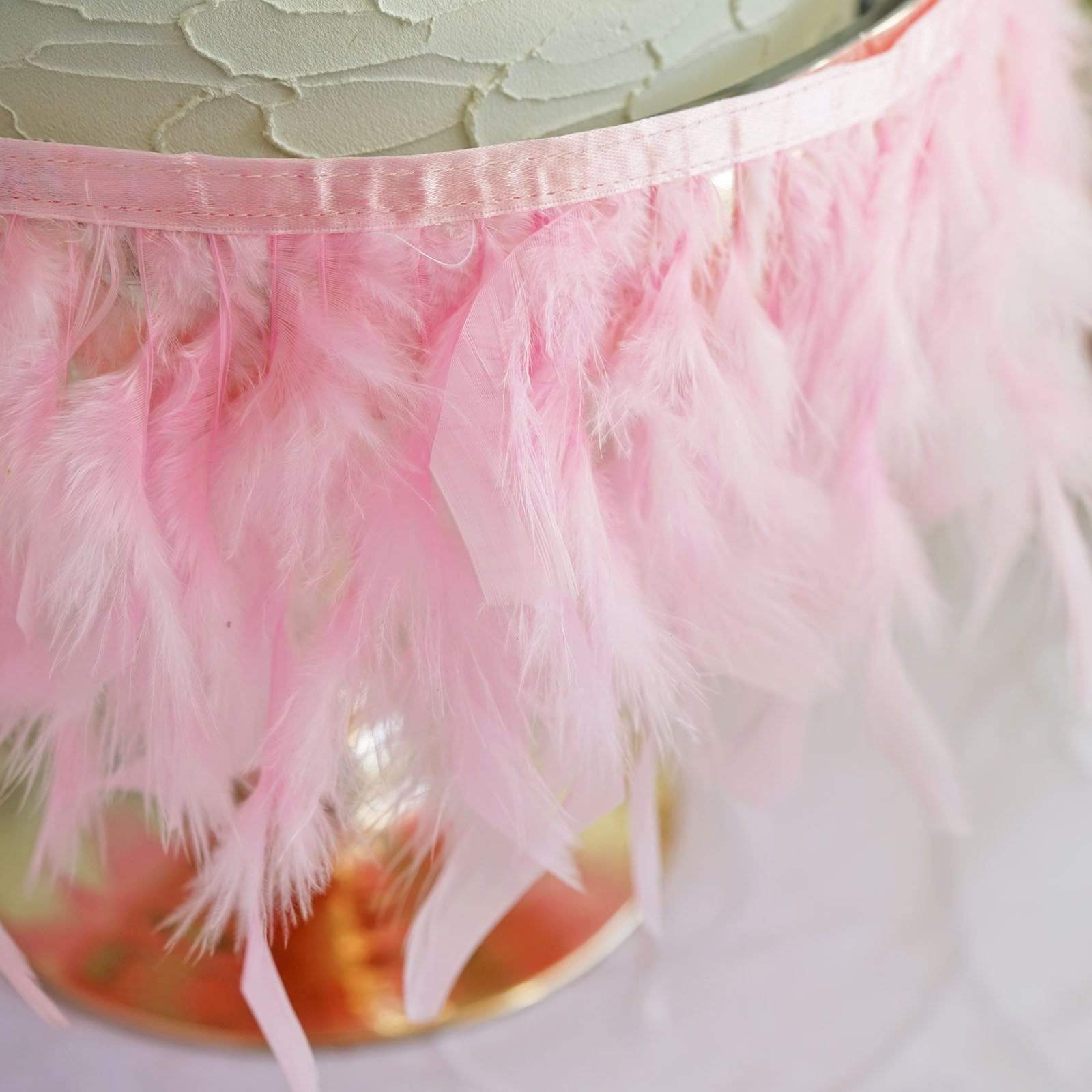 39 in long Natural Turkey Feathers Trim with Satin Ribbon