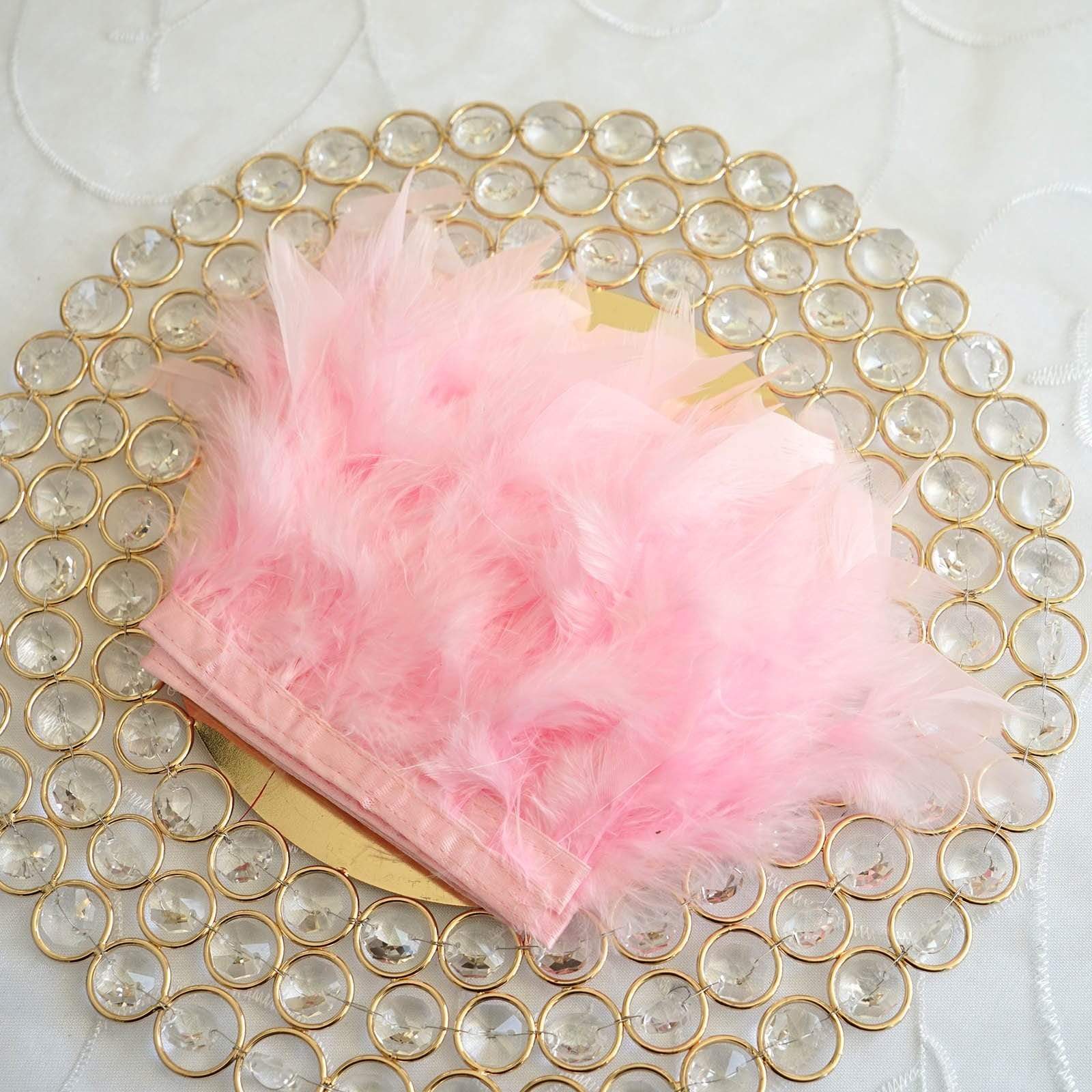 39 in long Natural Turkey Feathers Trim with Satin Ribbon