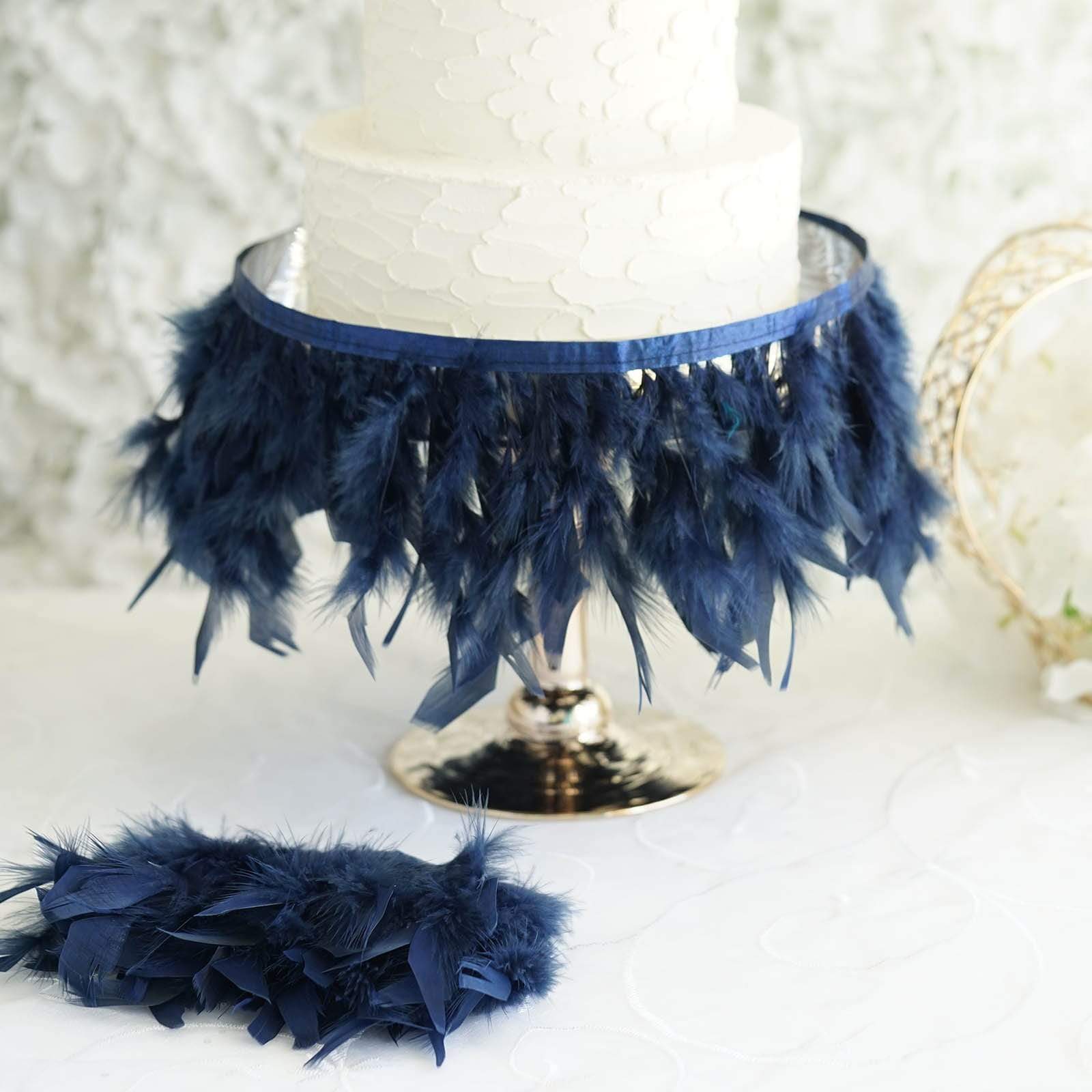 39 in long Natural Turkey Feathers Trim with Satin Ribbon
