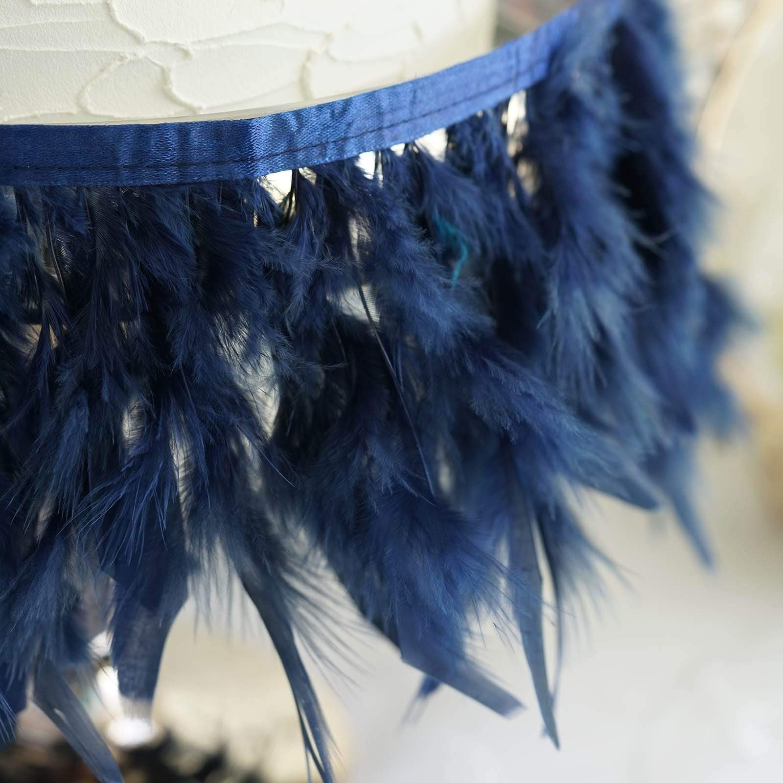 39 in long Natural Turkey Feathers Trim with Satin Ribbon