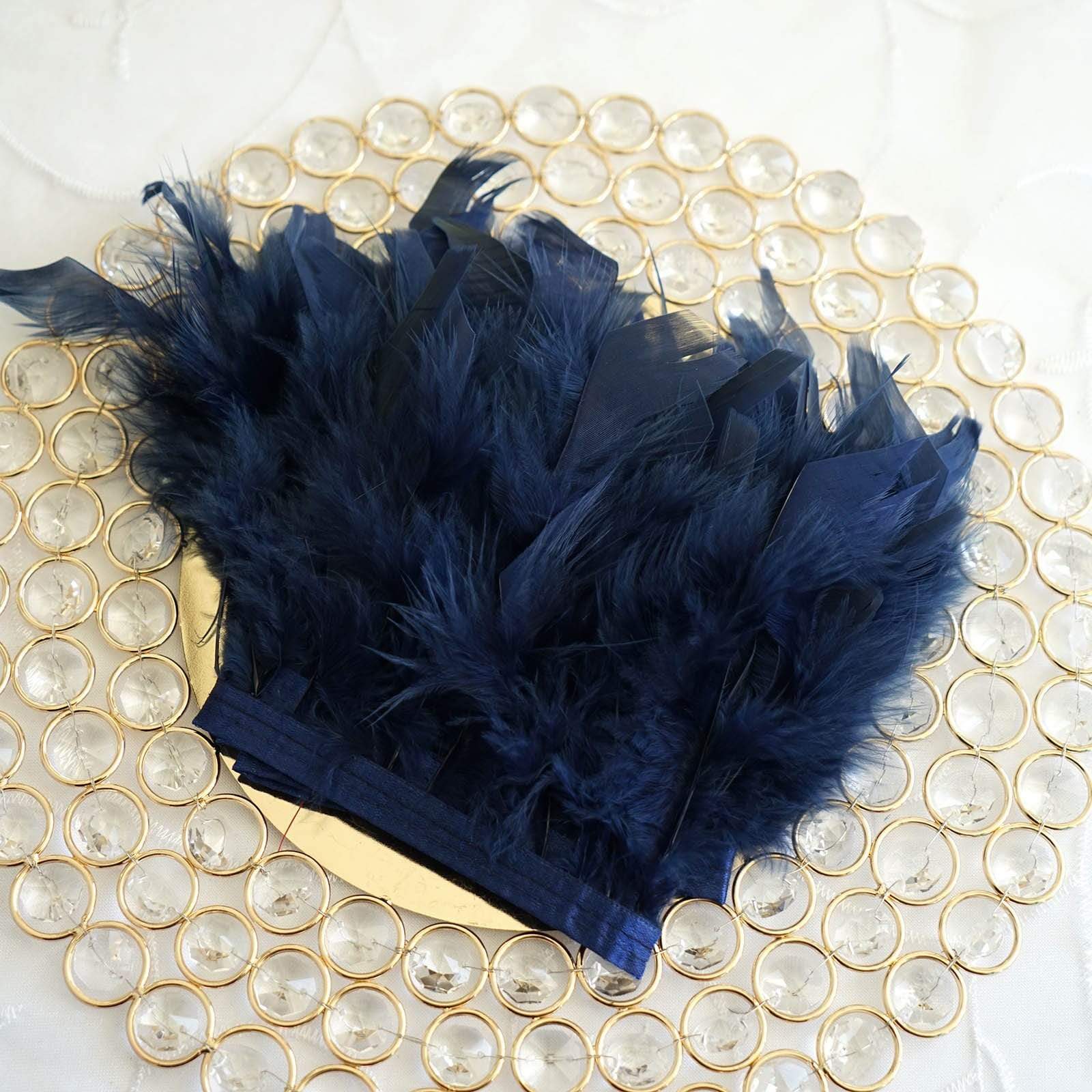 39 in long Natural Turkey Feathers Trim with Satin Ribbon