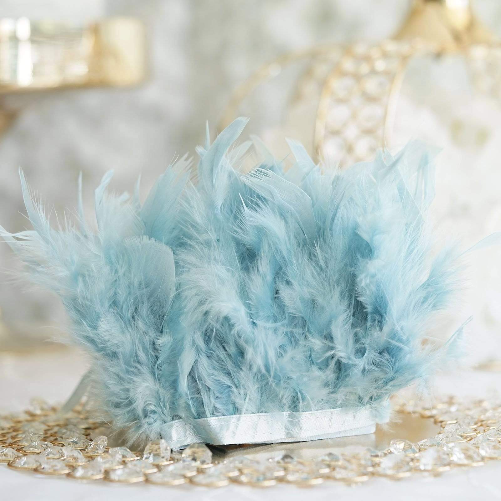 39 in long Natural Turkey Feathers Trim with Satin Ribbon