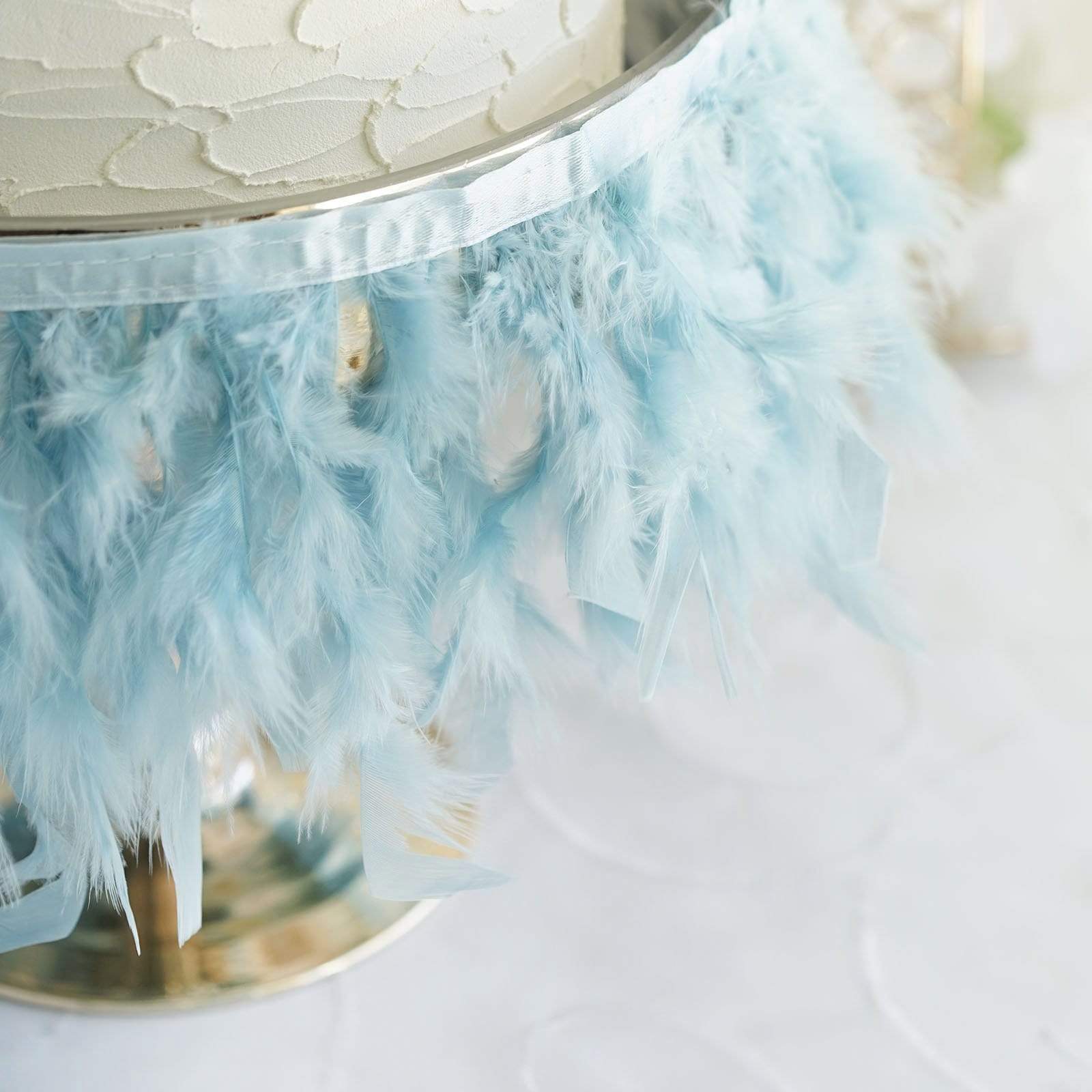 39 in long Natural Turkey Feathers Trim with Satin Ribbon