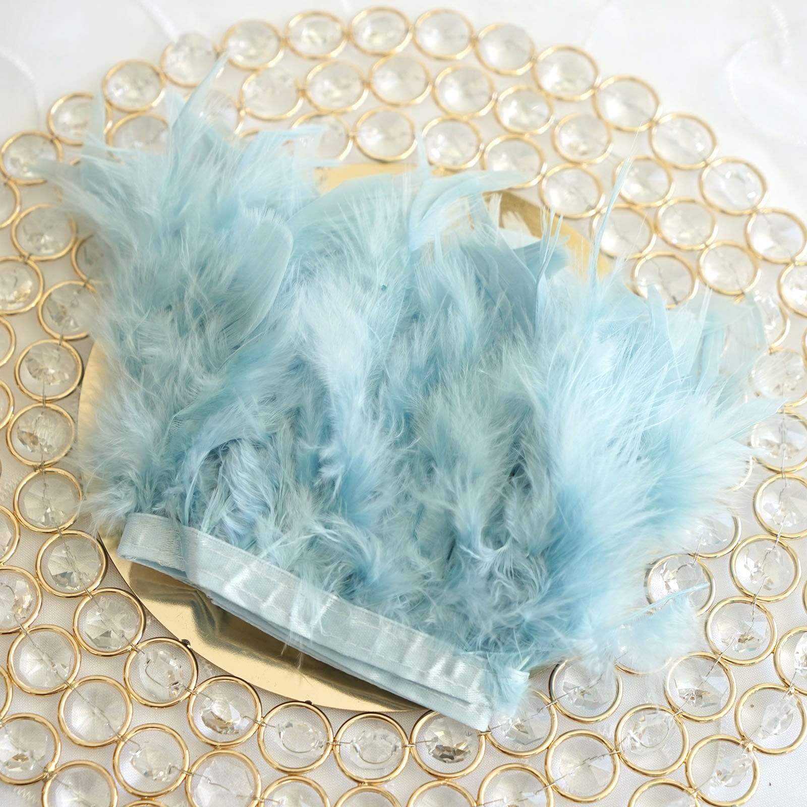 39 in long Natural Turkey Feathers Trim with Satin Ribbon