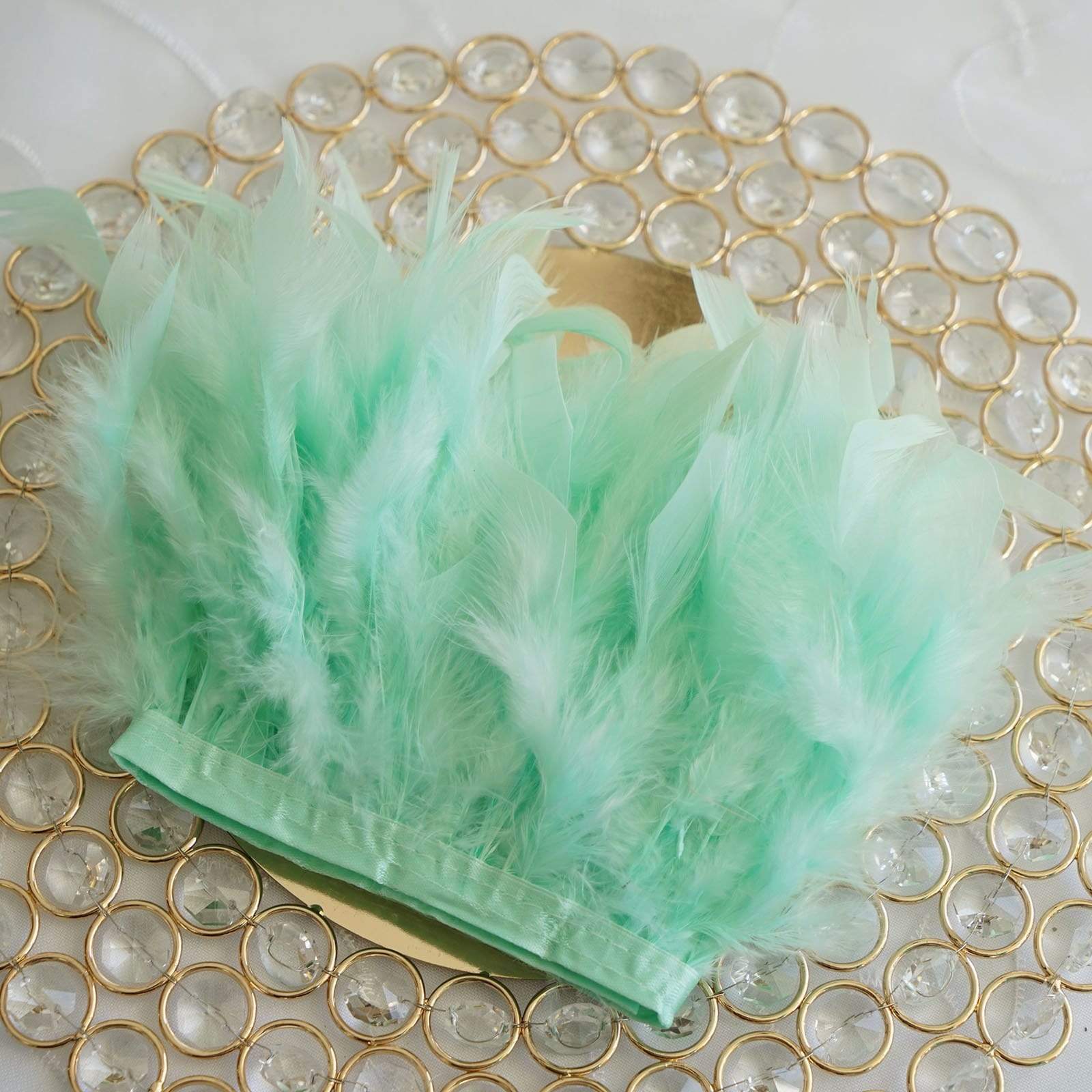 39 in long Natural Turkey Feathers Trim with Satin Ribbon