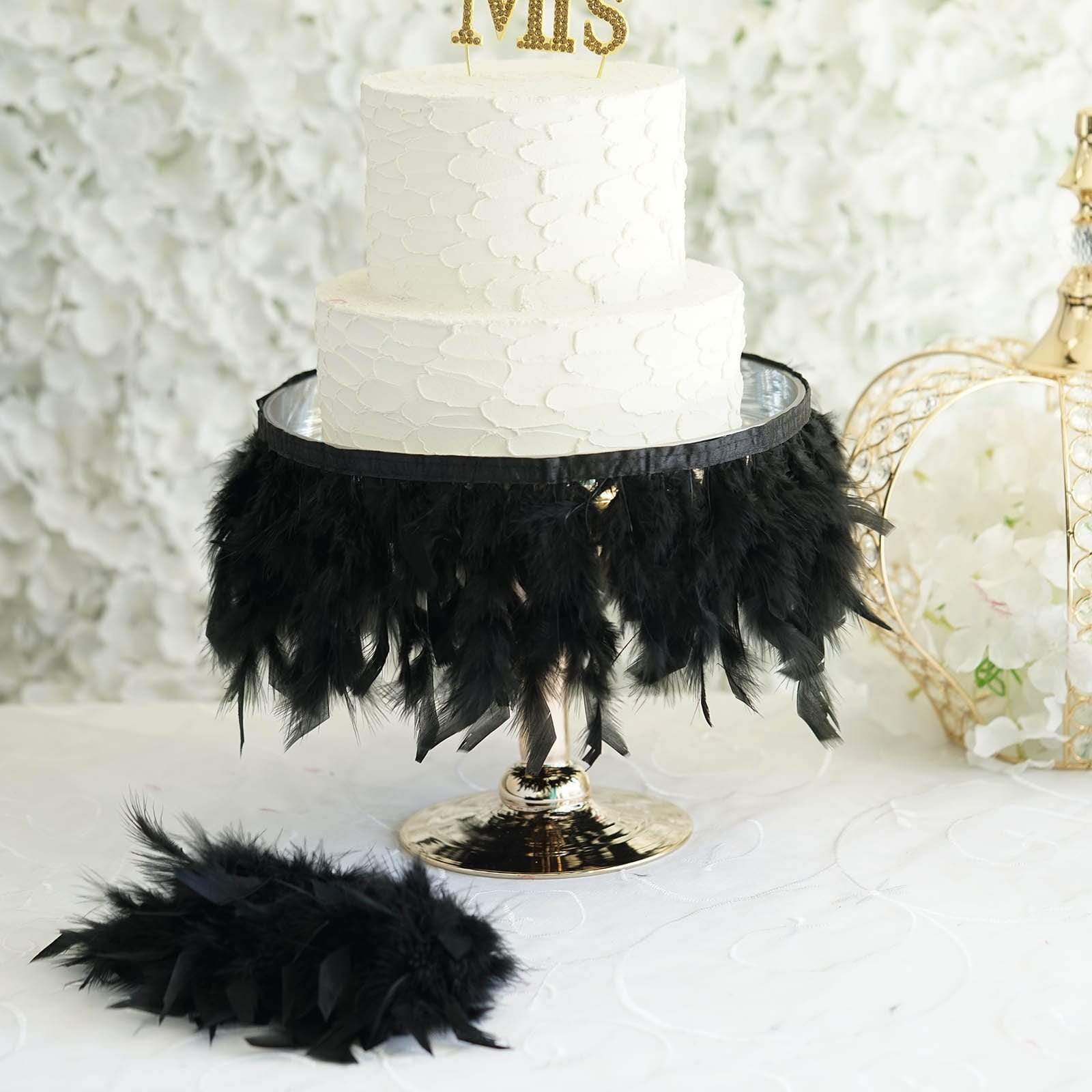 39 in long Natural Turkey Feathers Trim with Satin Ribbon