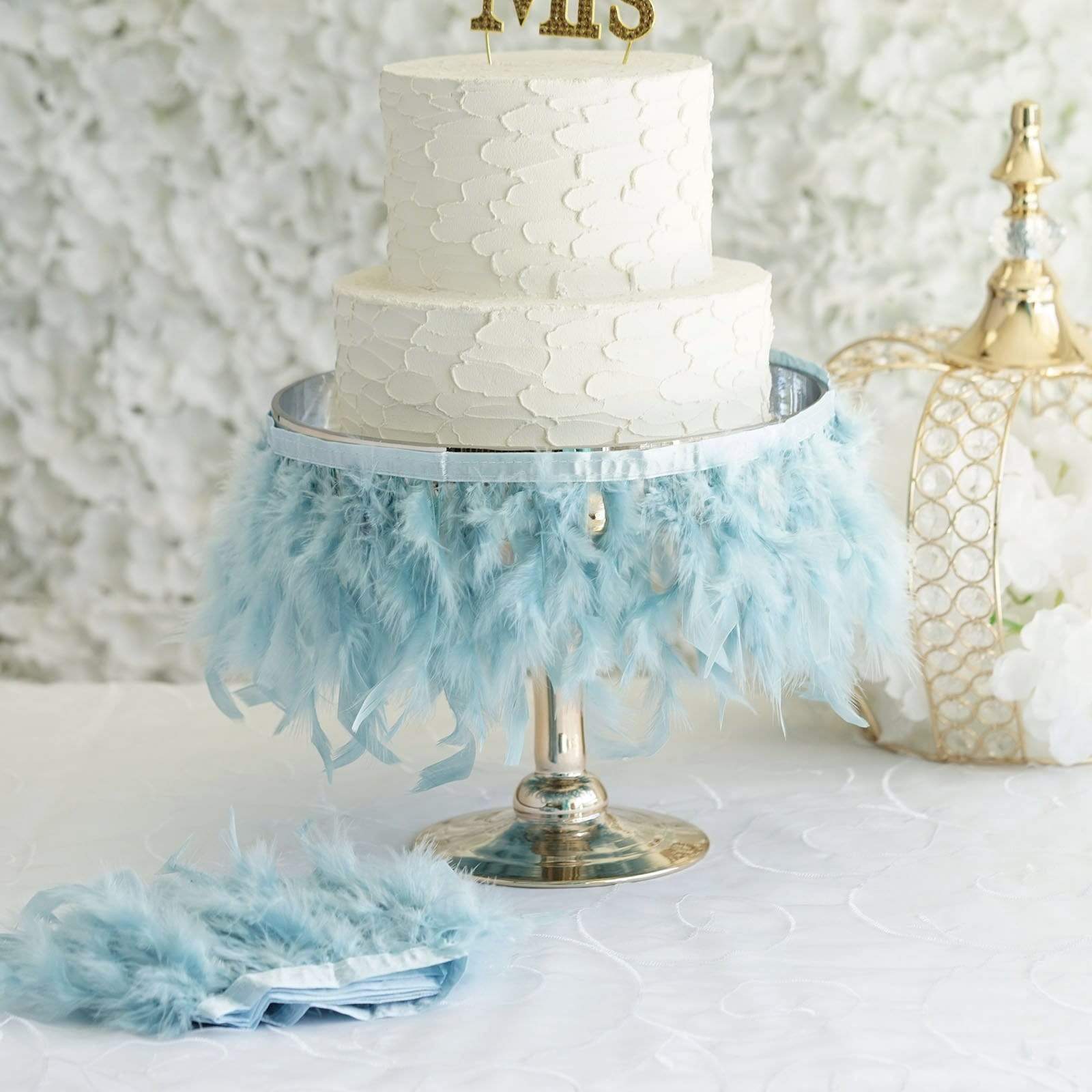 39 in long Natural Turkey Feathers Trim with Satin Ribbon