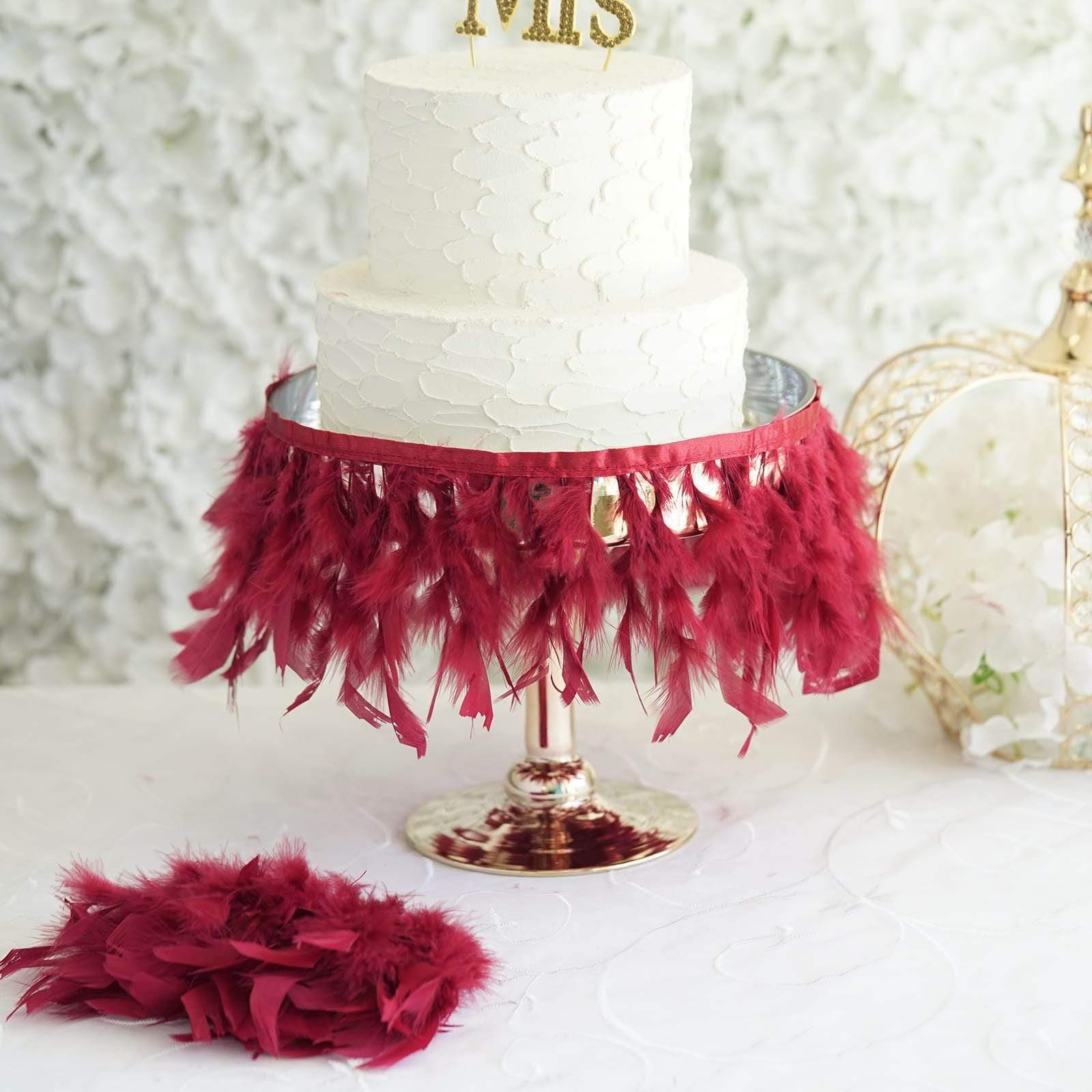 39 in long Natural Turkey Feathers Trim with Satin Ribbon