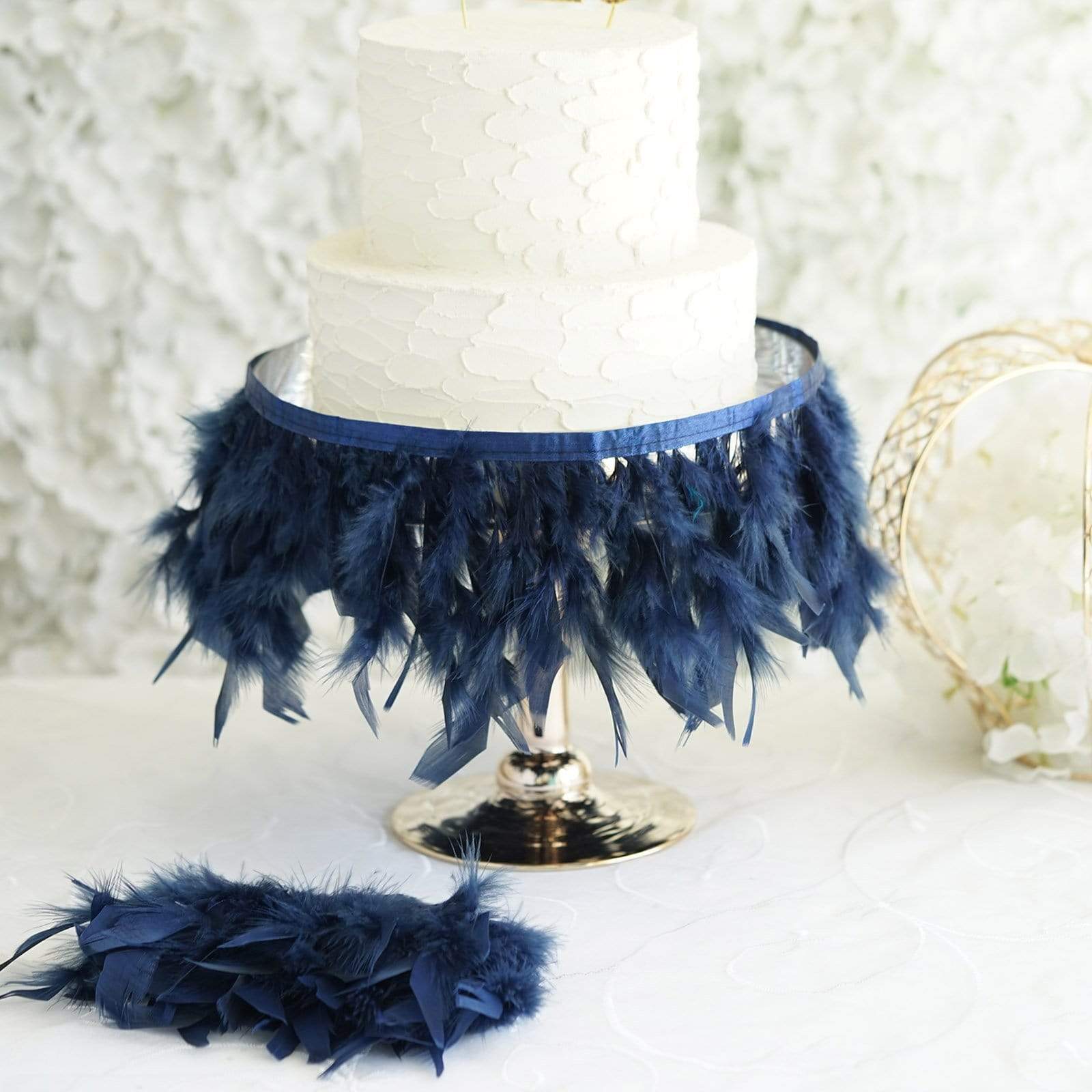 39 in long Natural Turkey Feathers Trim with Satin Ribbon