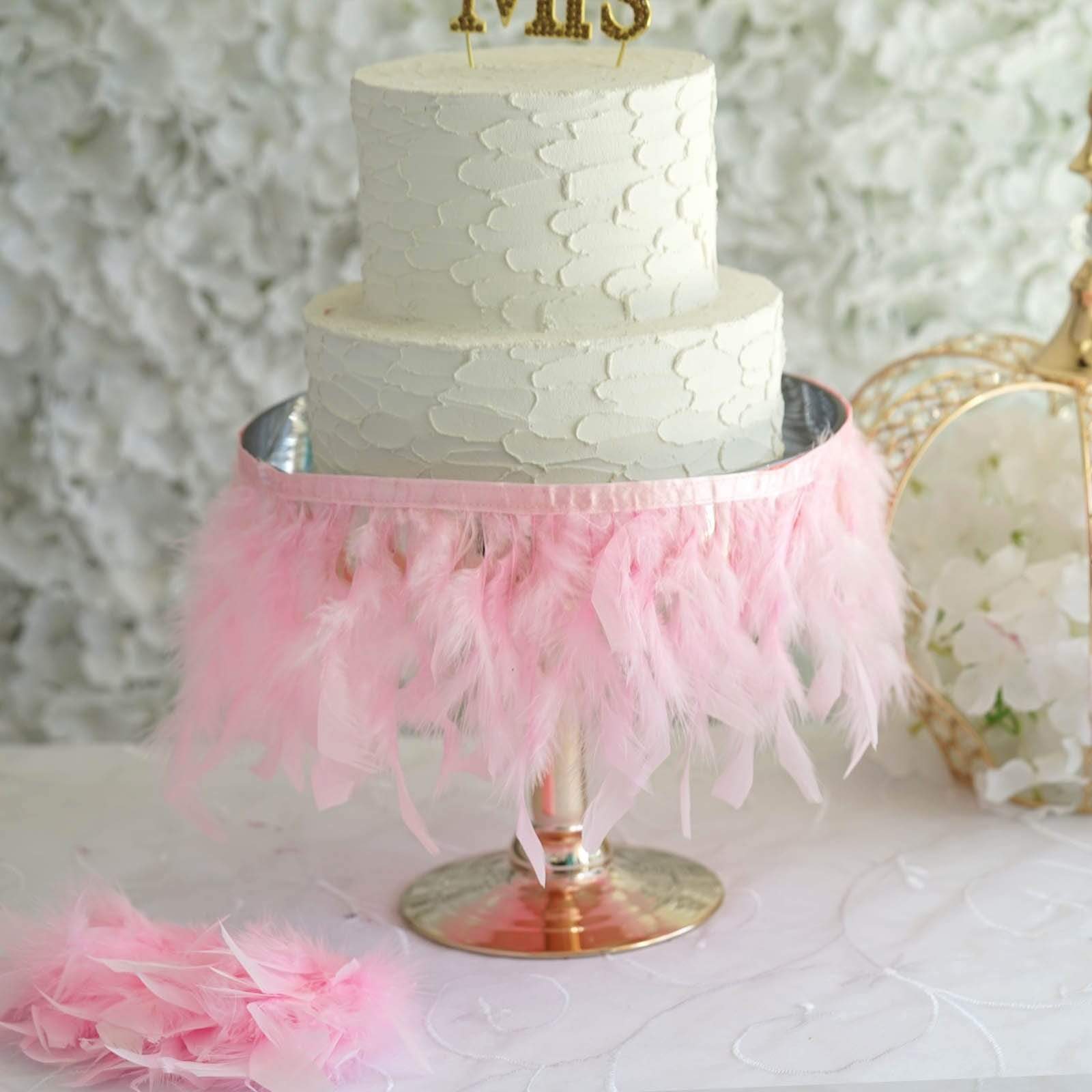 39 in long Natural Turkey Feathers Trim with Satin Ribbon