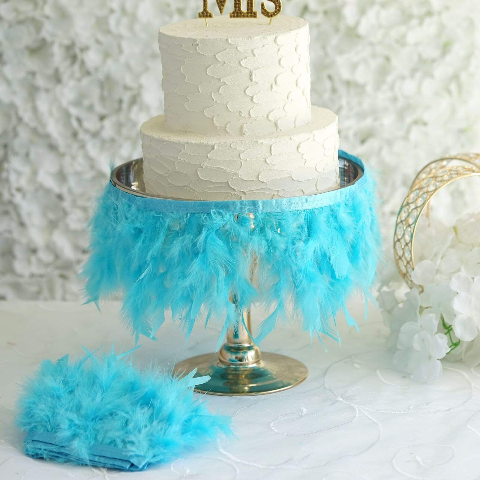 39 in long Natural Turkey Feathers Trim with Satin Ribbon