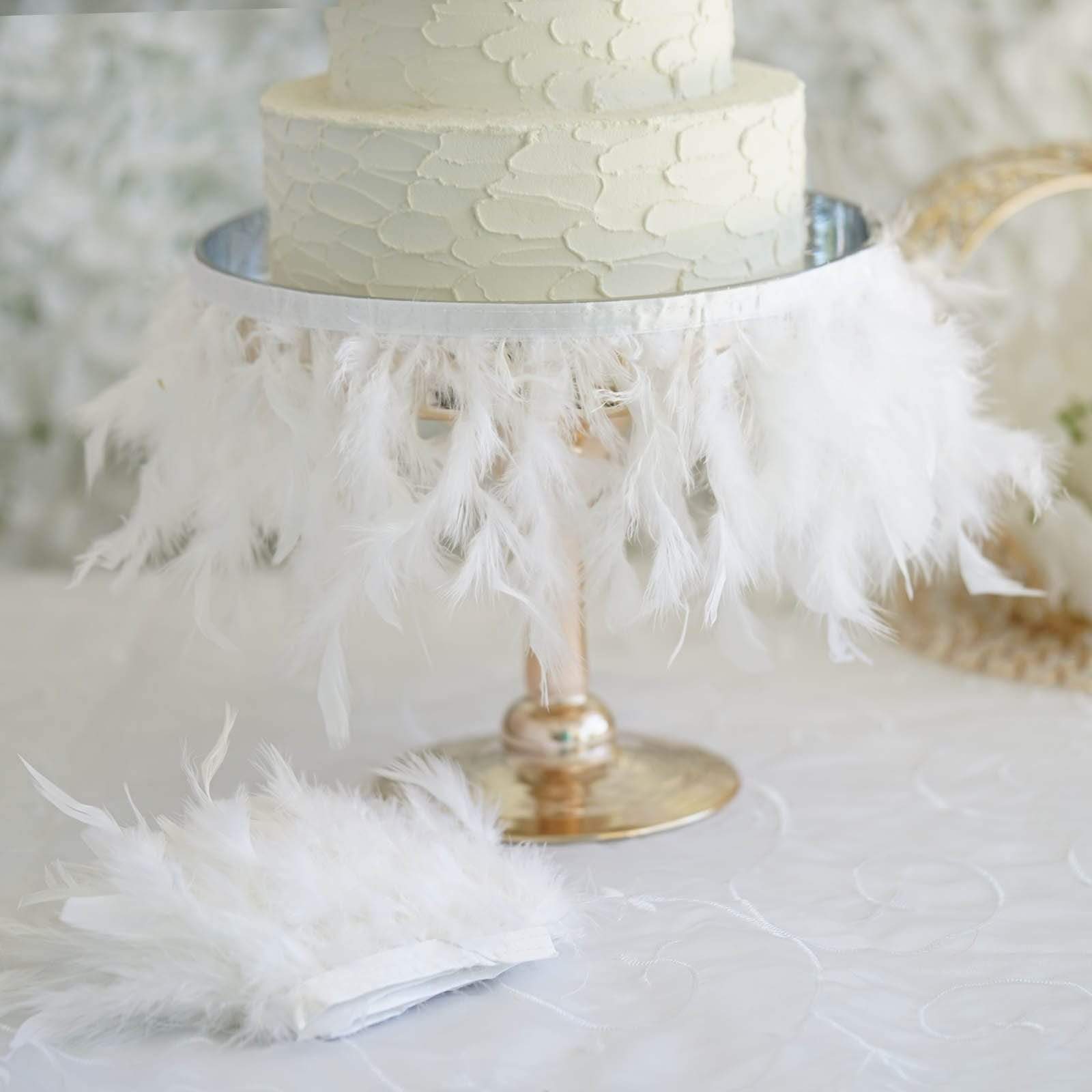 39 in long Natural Turkey Feathers Trim with Satin Ribbon