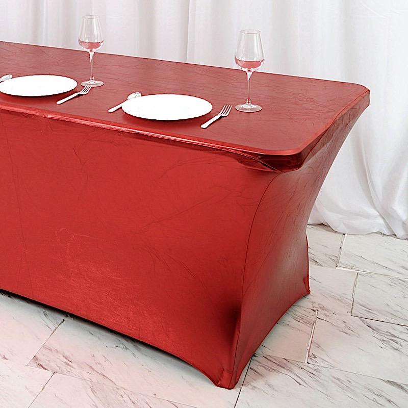 6 feet Fitted Spandex Rectangular Tablecloth Metallic Table Cover