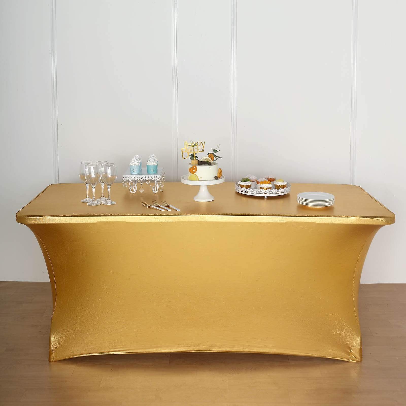 6 feet Fitted Spandex Rectangular Tablecloth Metallic Table Cover