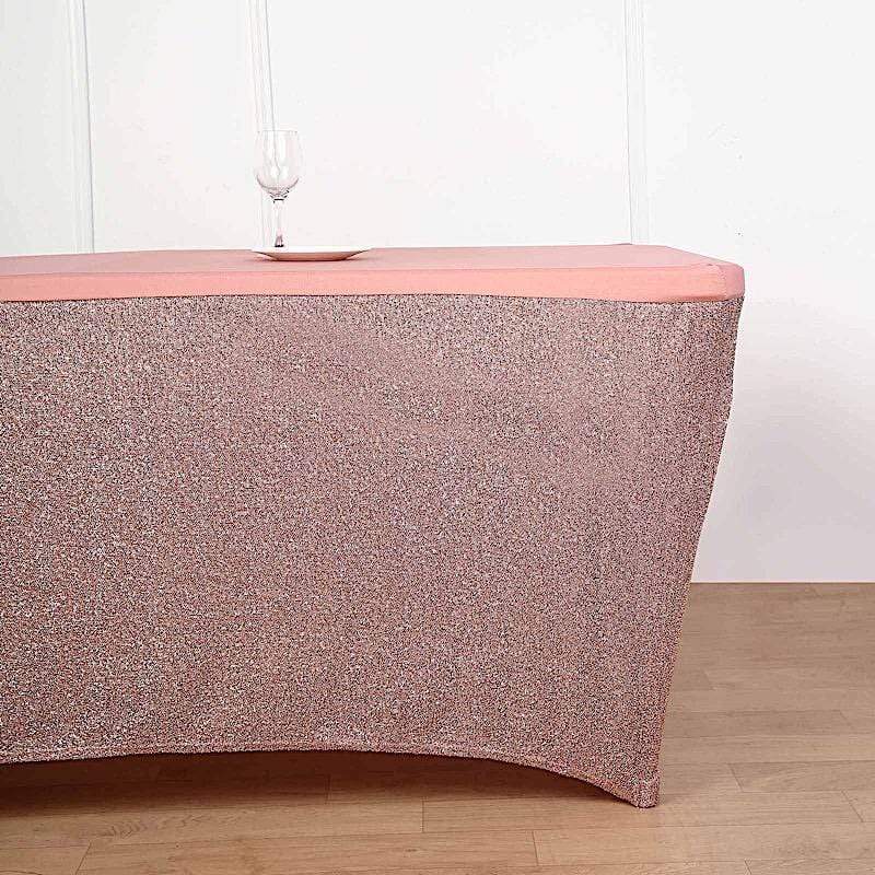 6 feet Fitted Spandex Tablecloth Ruffled Metallic Table Cover
